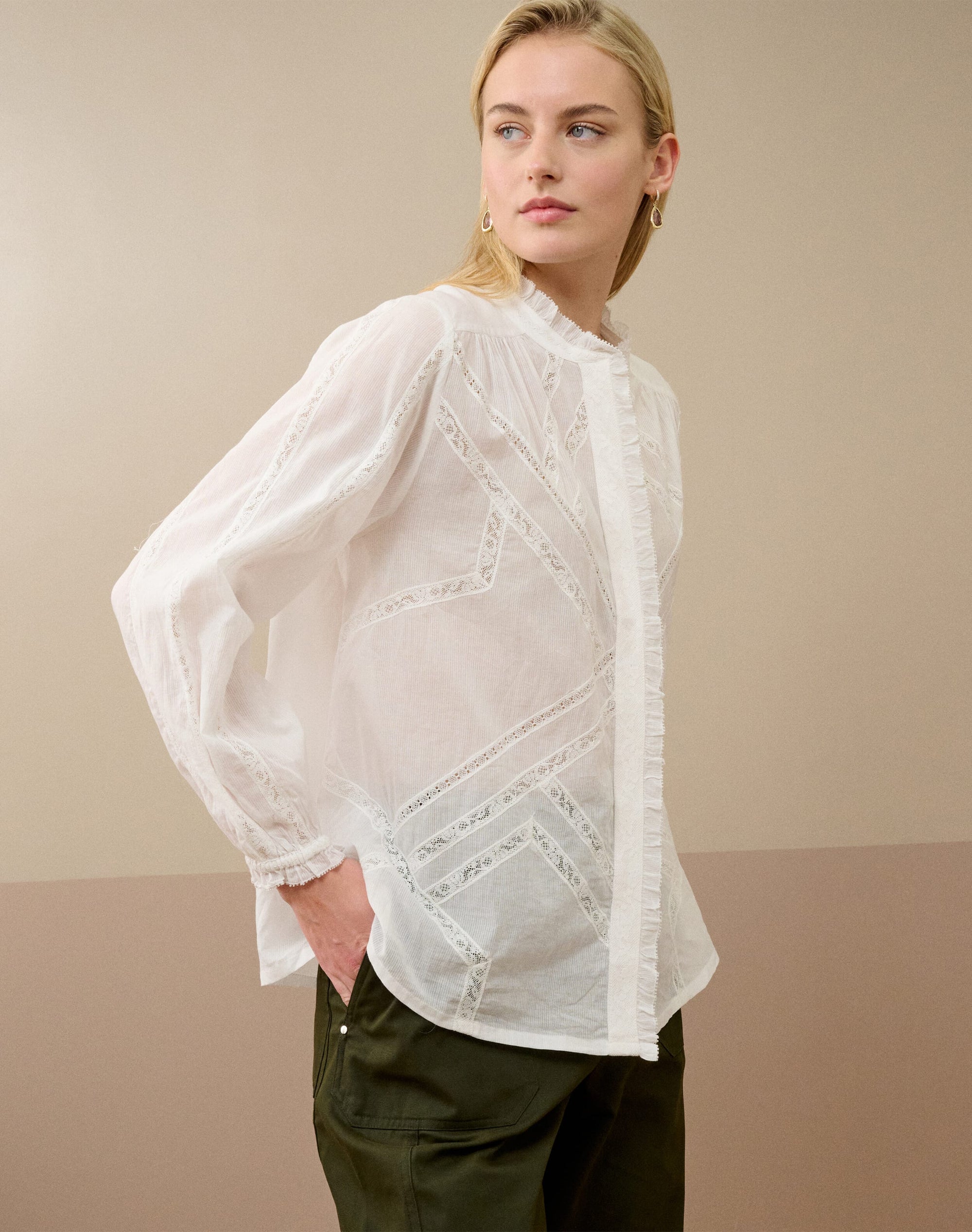 Organic Cotton Lace Smock Blouse