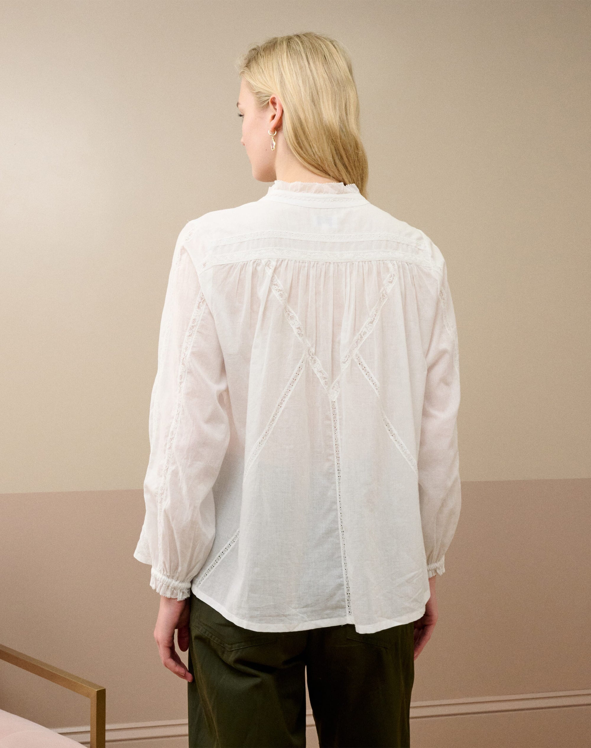 Organic Cotton Lace Smock Blouse