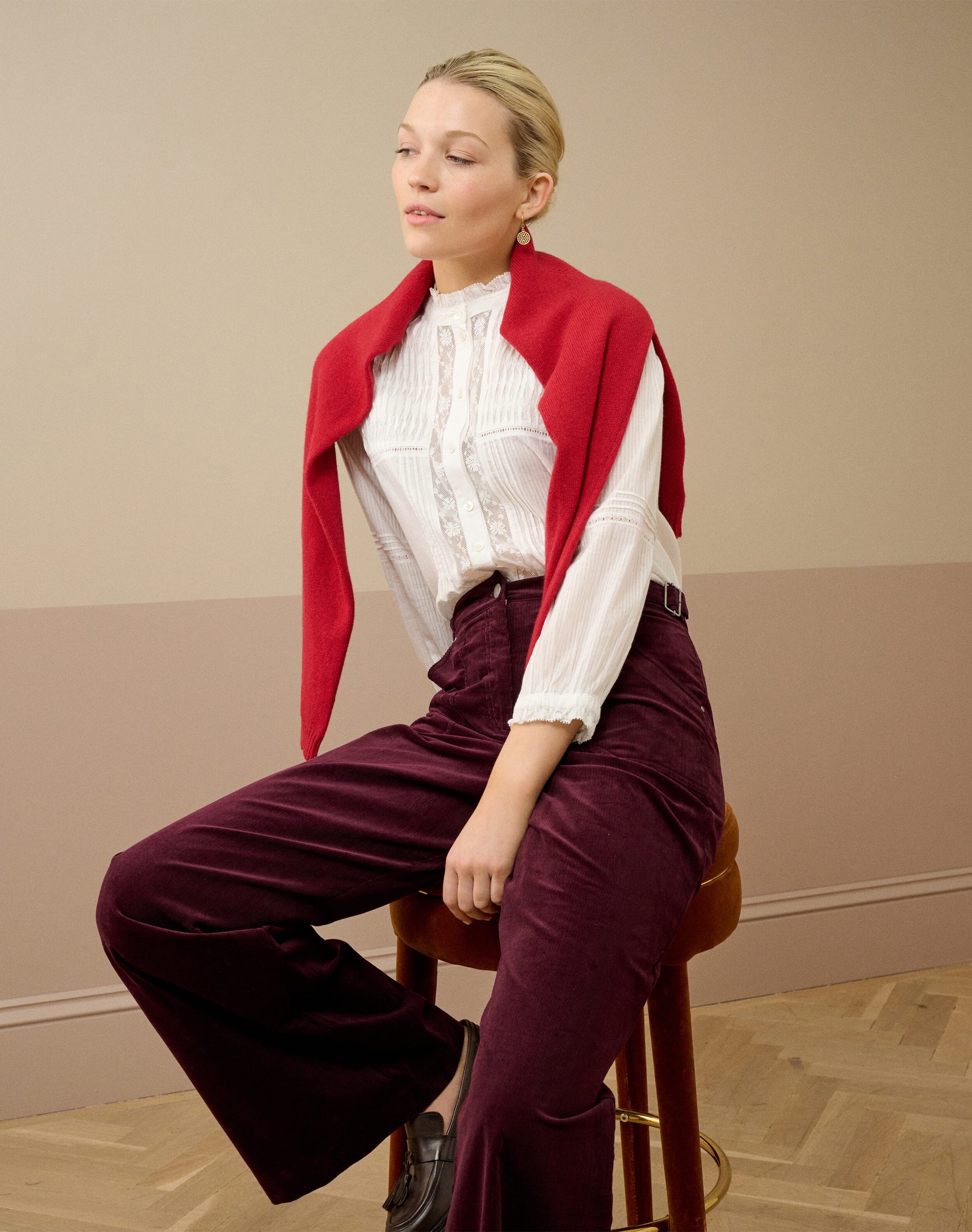 Organic Cotton Pintuck Pie Crust Blouse