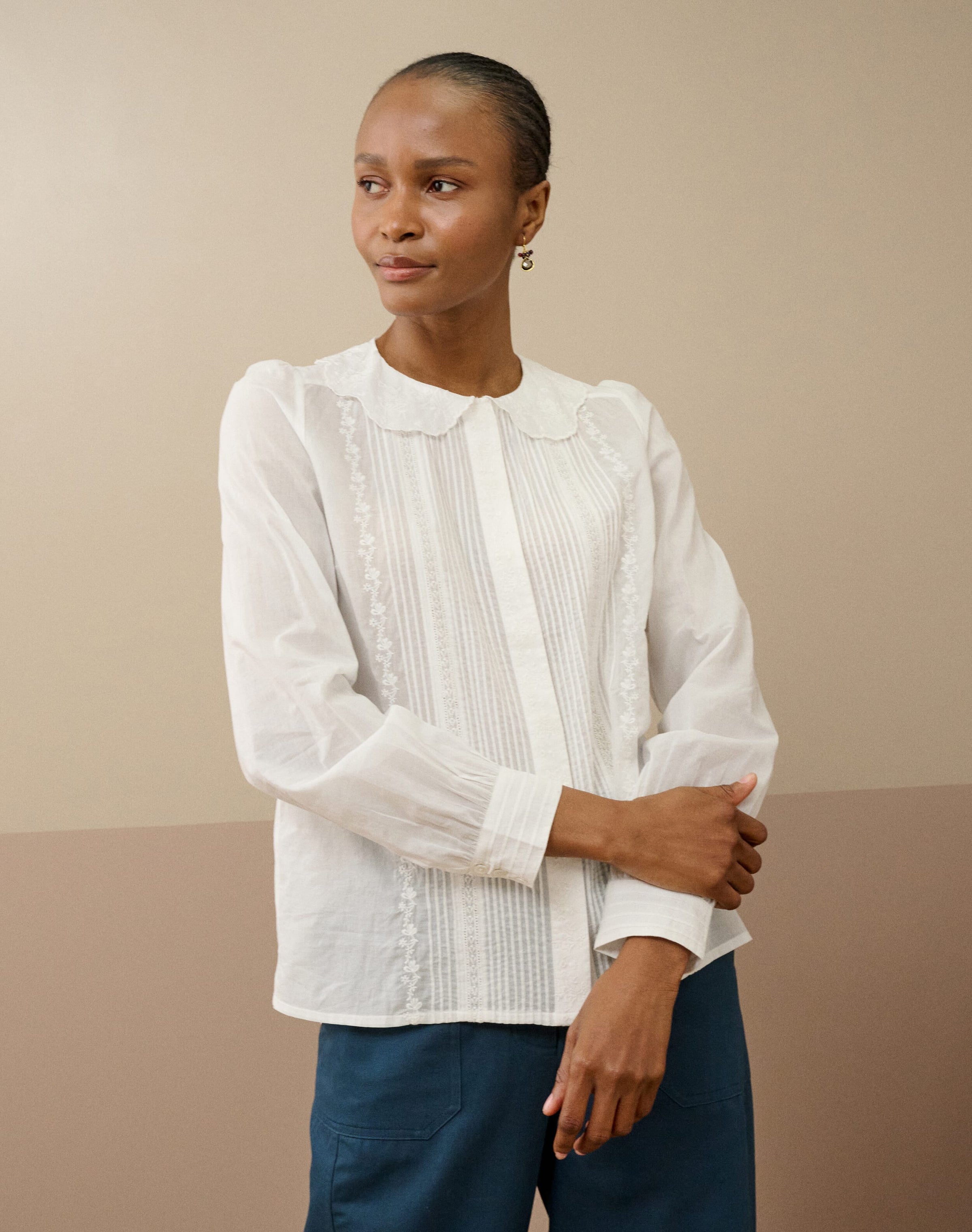 Organic Cotton Pintuck Blouse