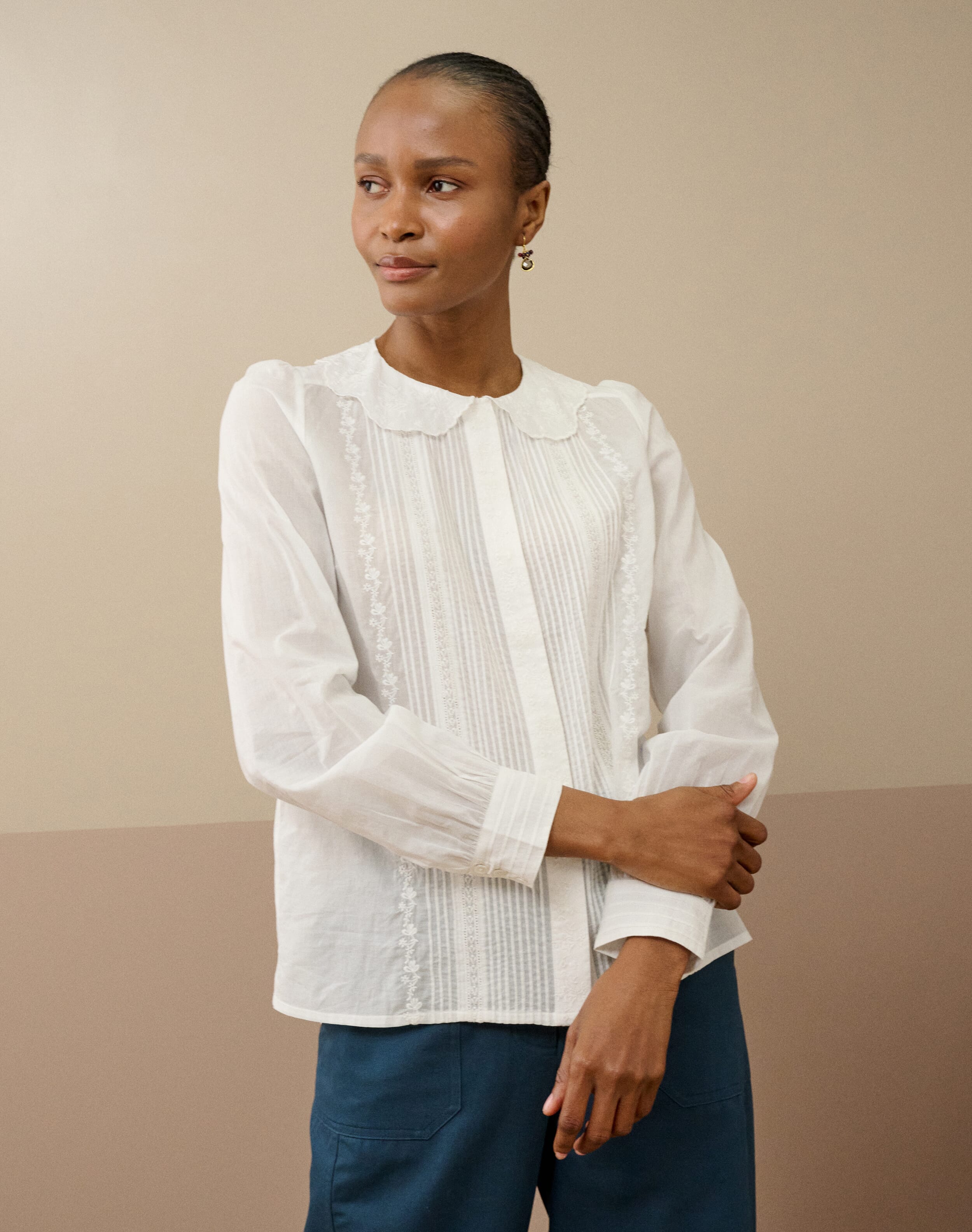 Organic Cotton Pintuck Blouse