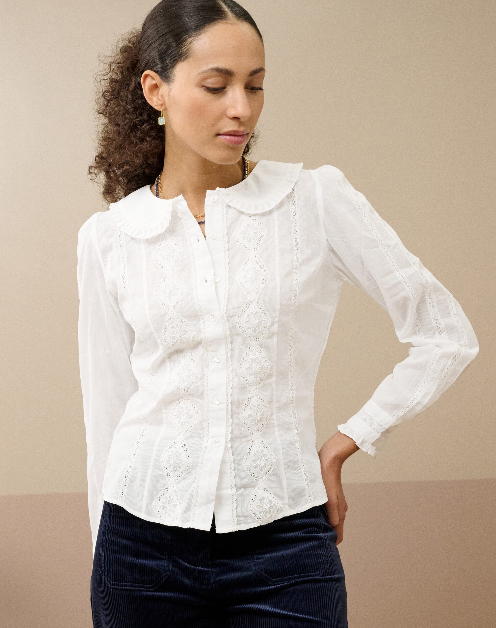 Organic Cotton Embroidered Fitted Blouse