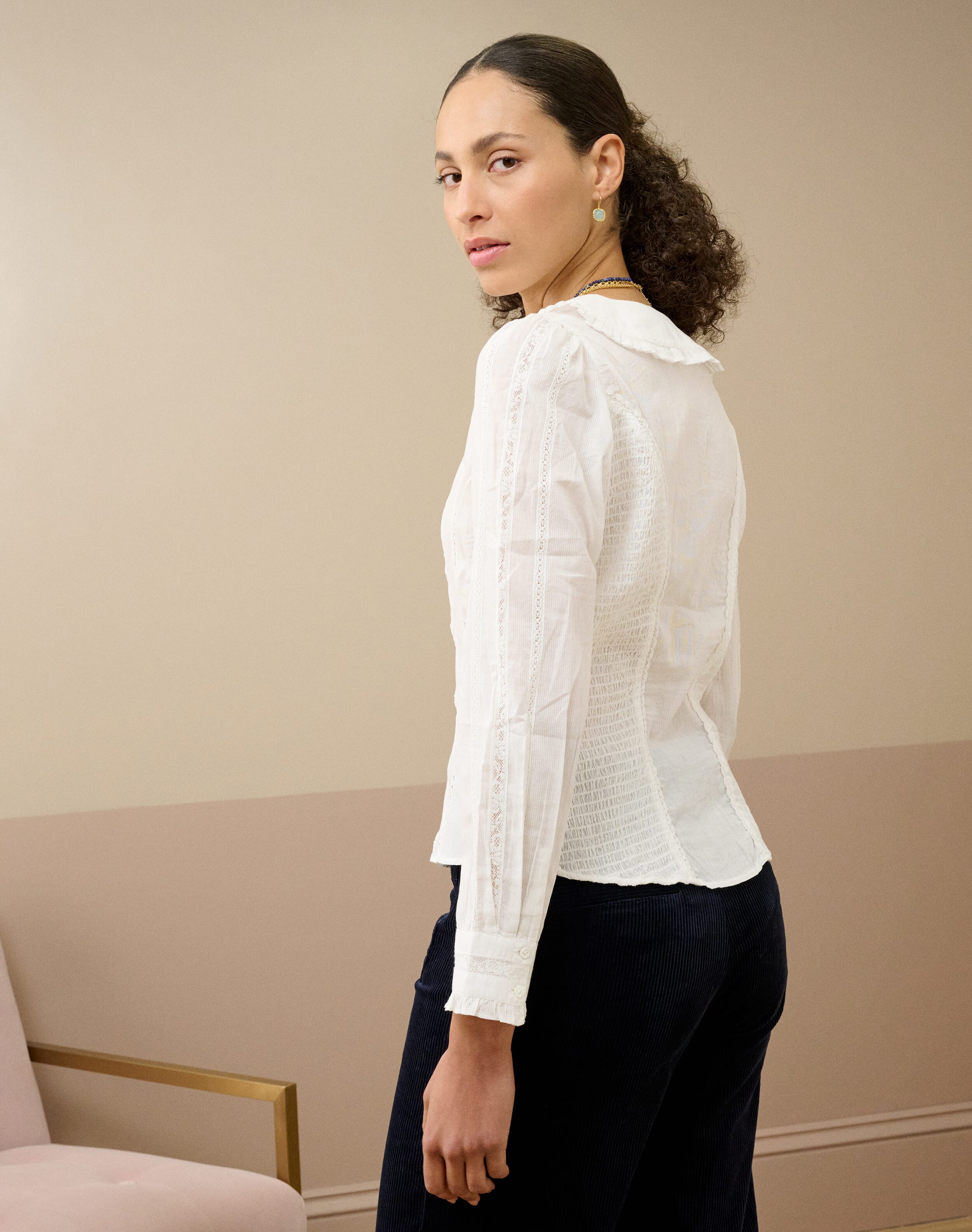 Organic Cotton Embroidered Fitted Blouse