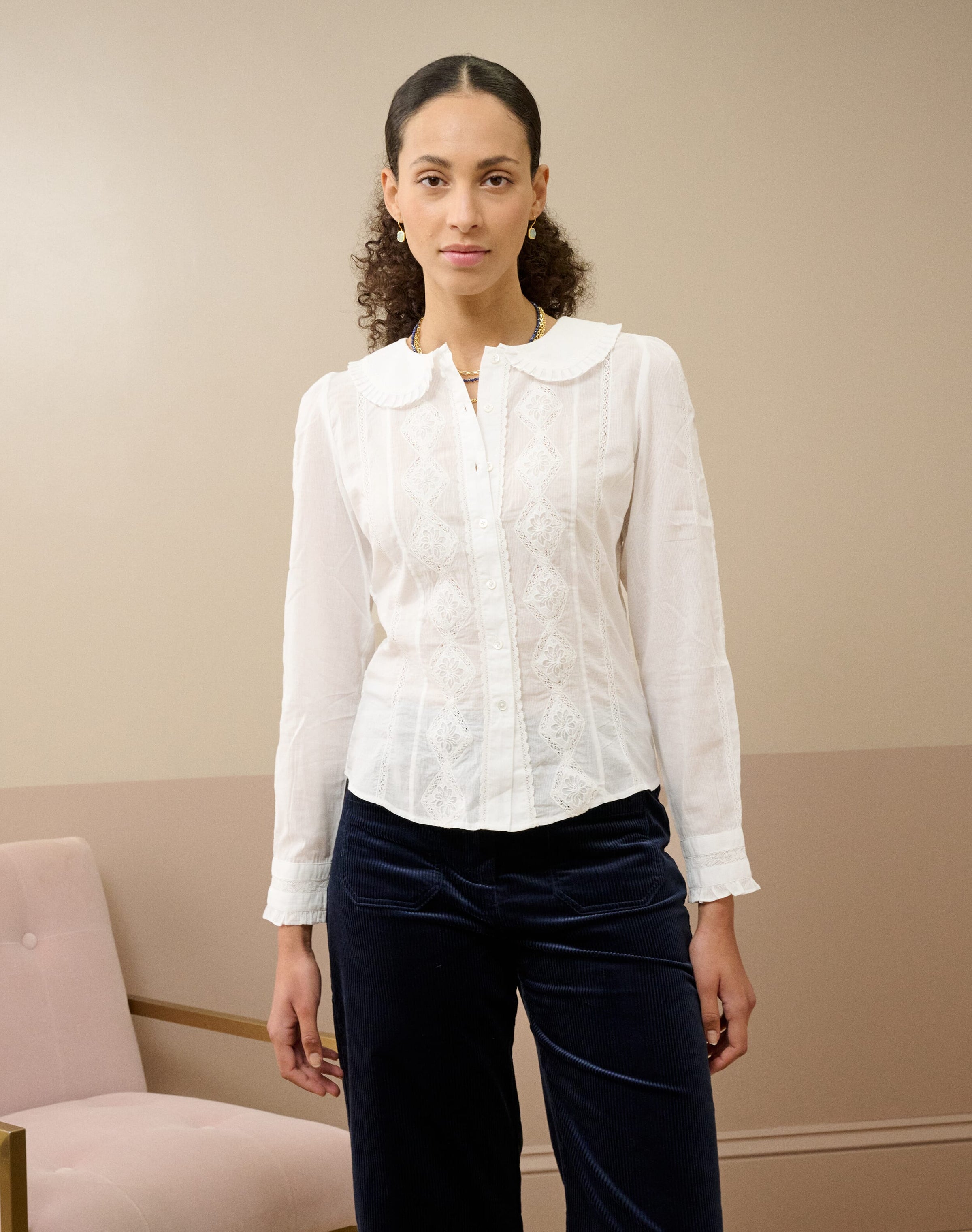 Organic Cotton Embroidered Fitted Blouse