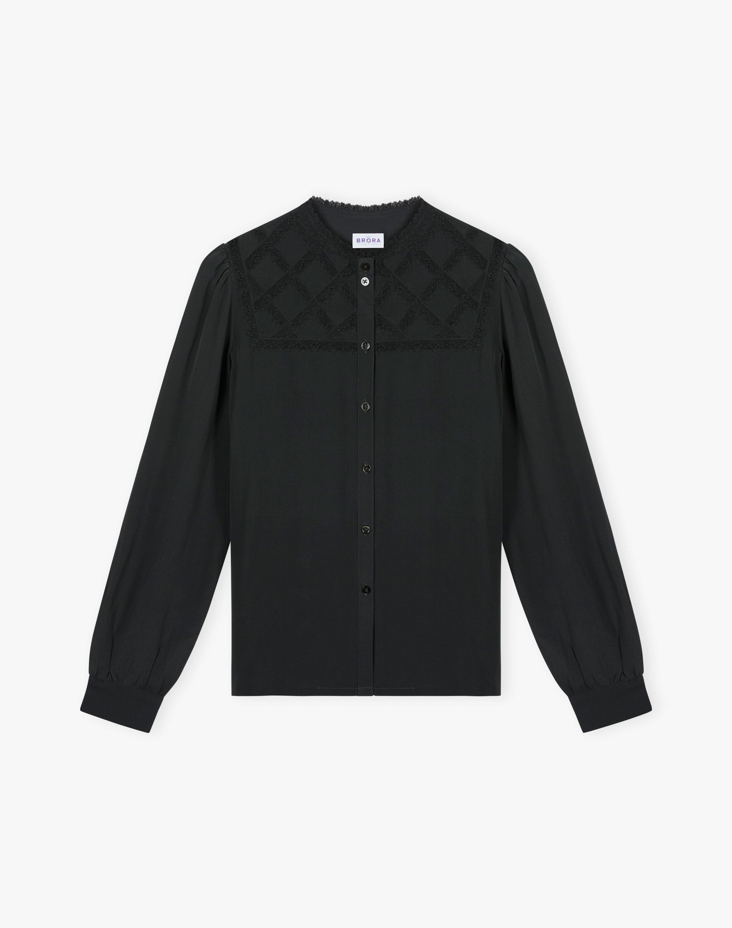 Silk Lace Yoke Shirt