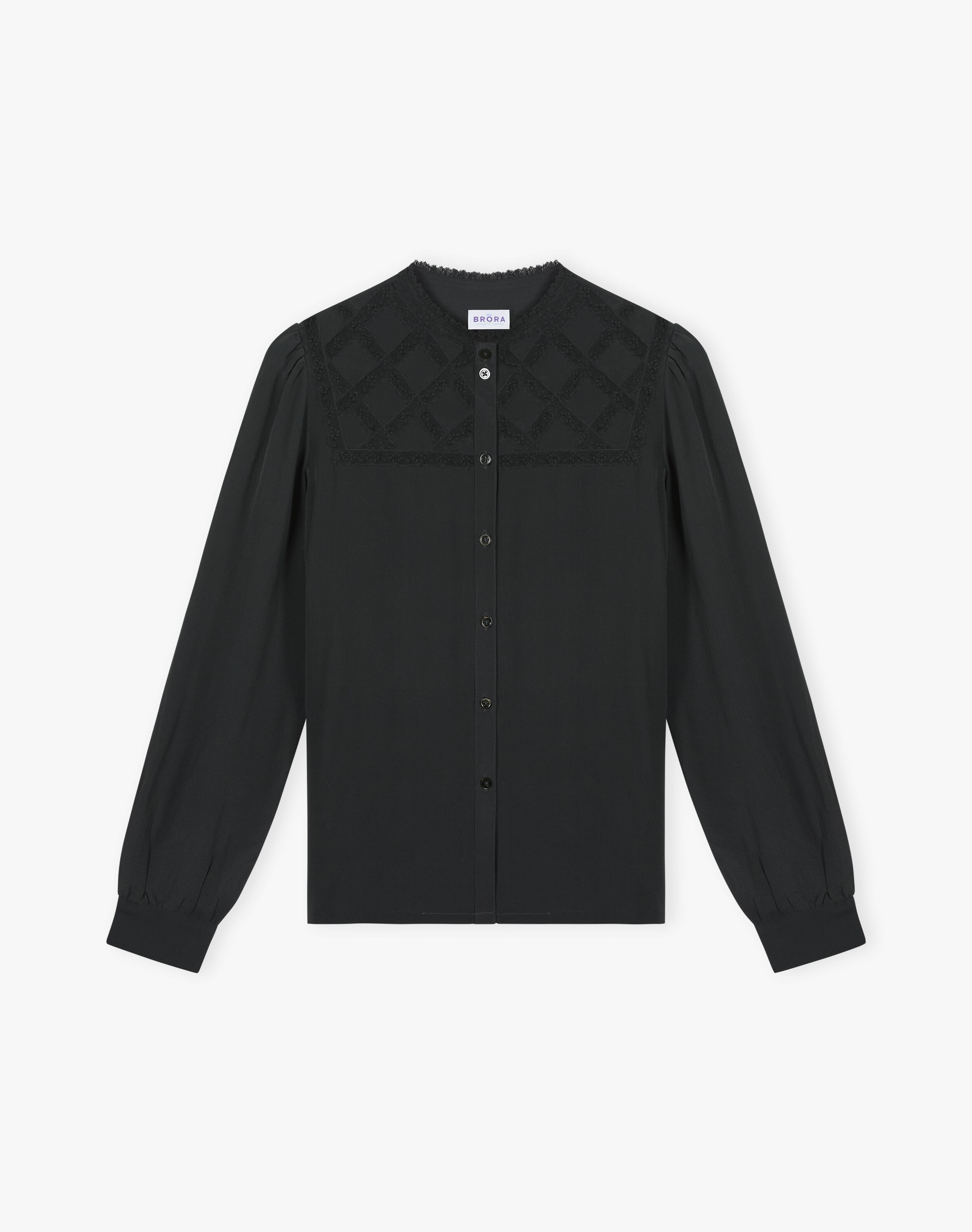 Silk Lace Yoke Shirt