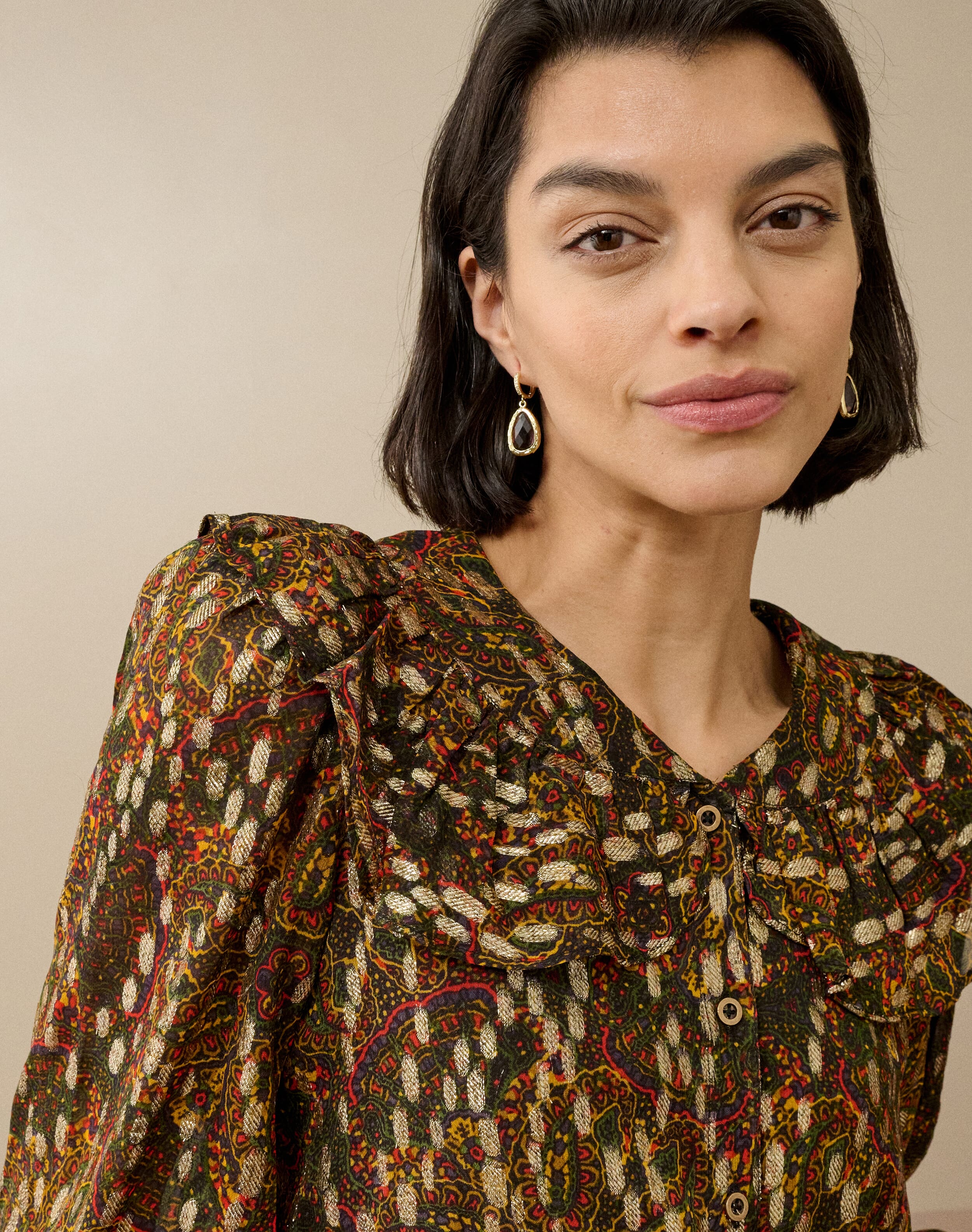 Metallic Spot Paisley Print Blouse | Brora Clearance – broraonline