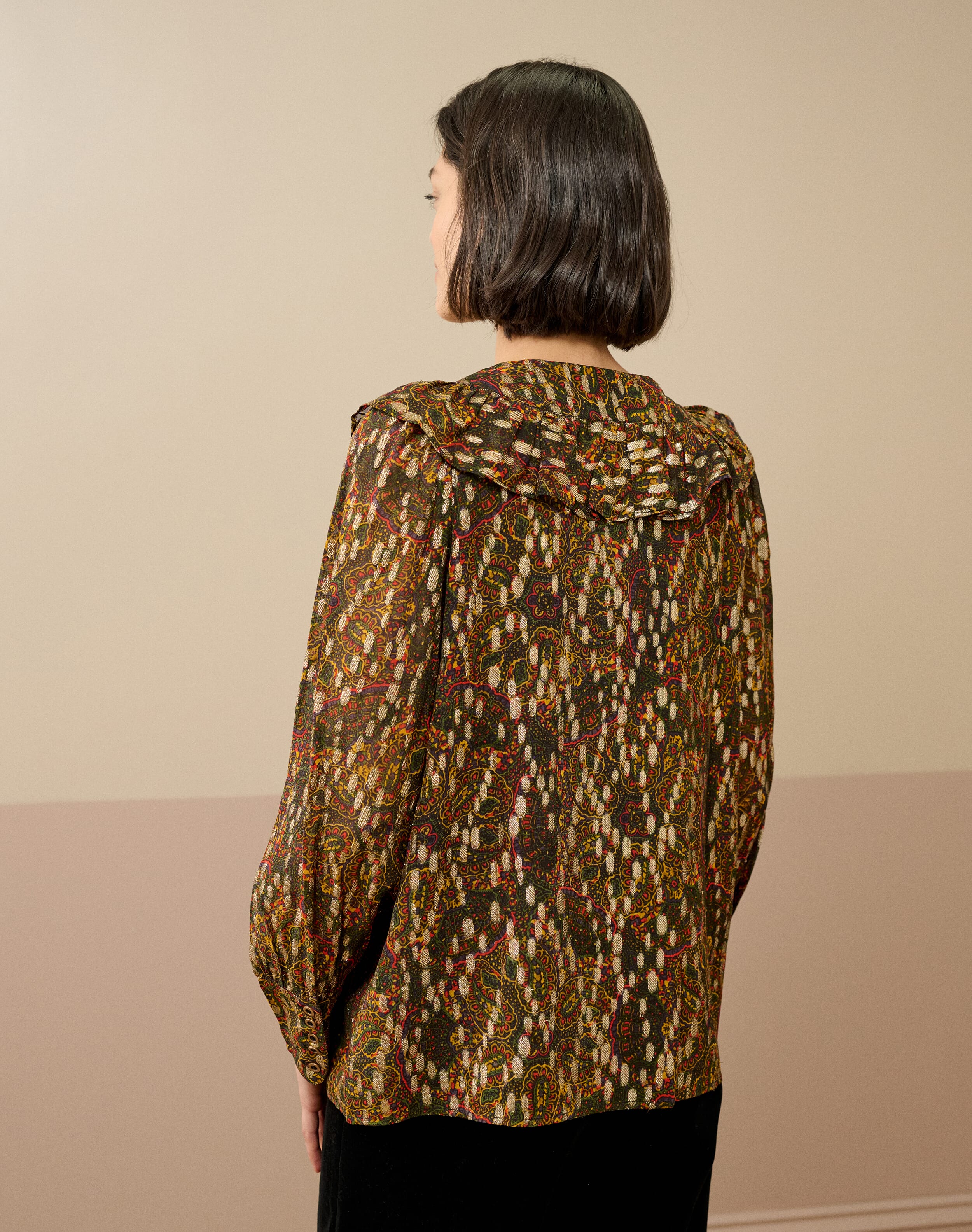 Metallic Spot Paisley Print Blouse