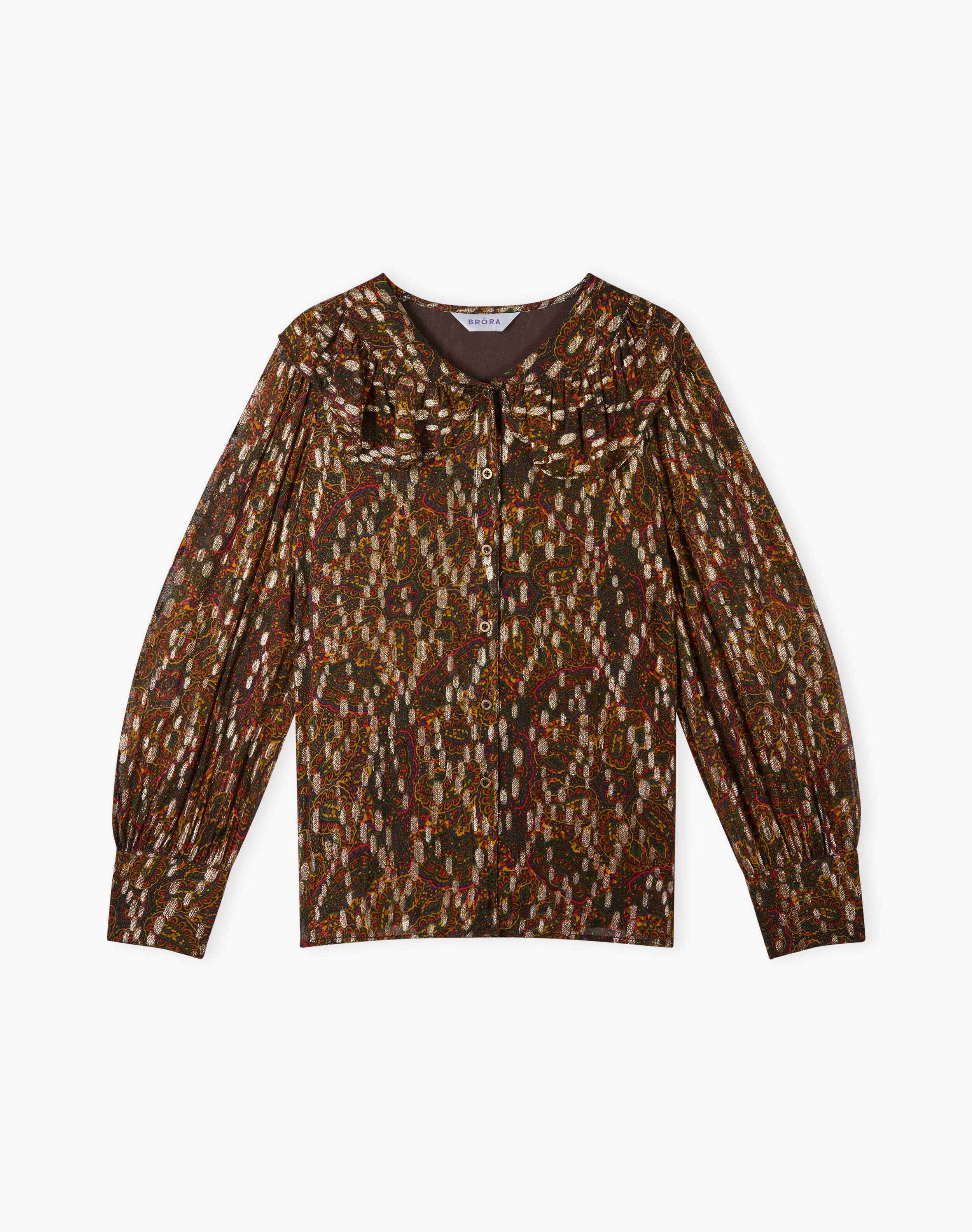 Metallic Spot Paisley Print Blouse