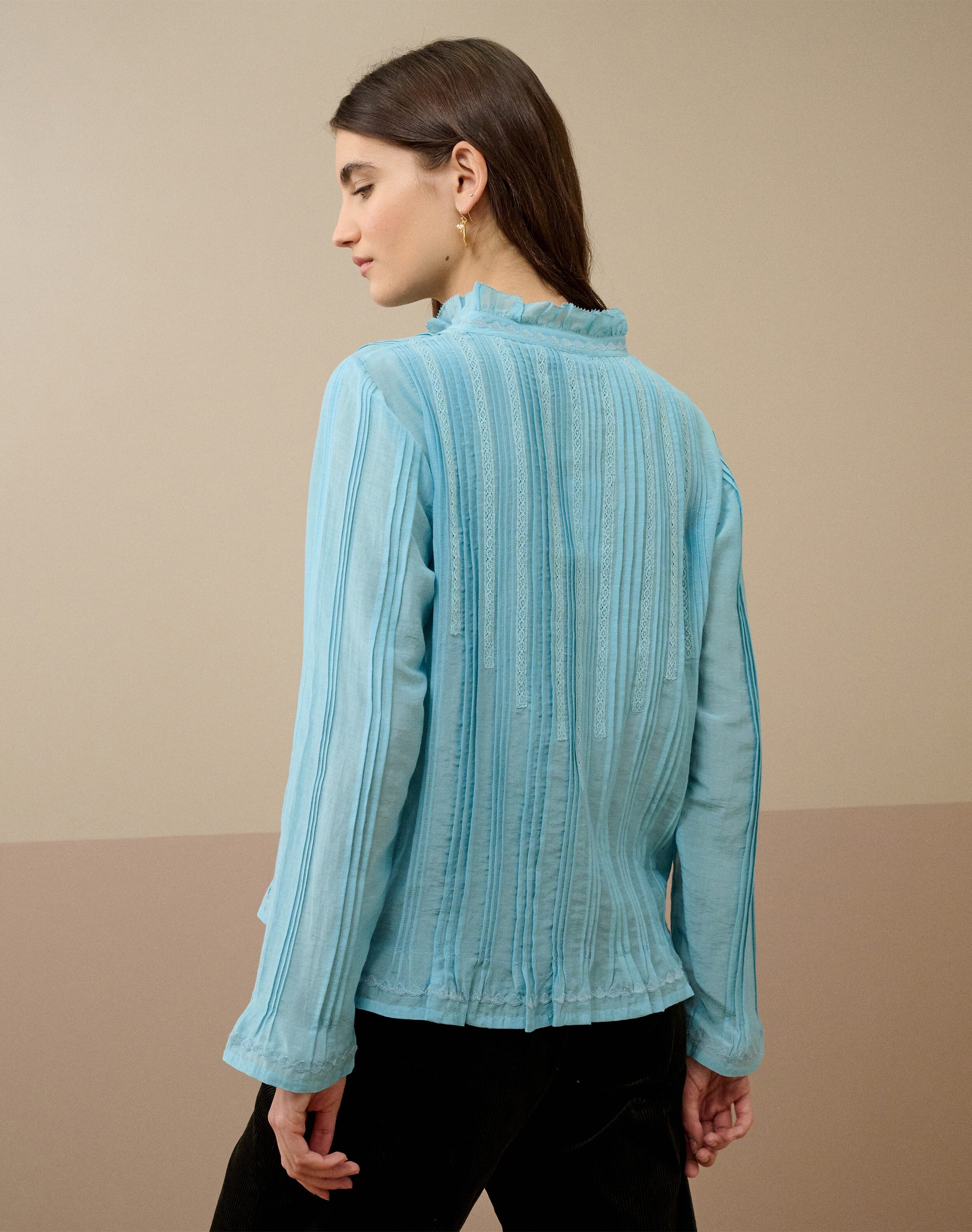 Silk Cotton Pintuck Blouse