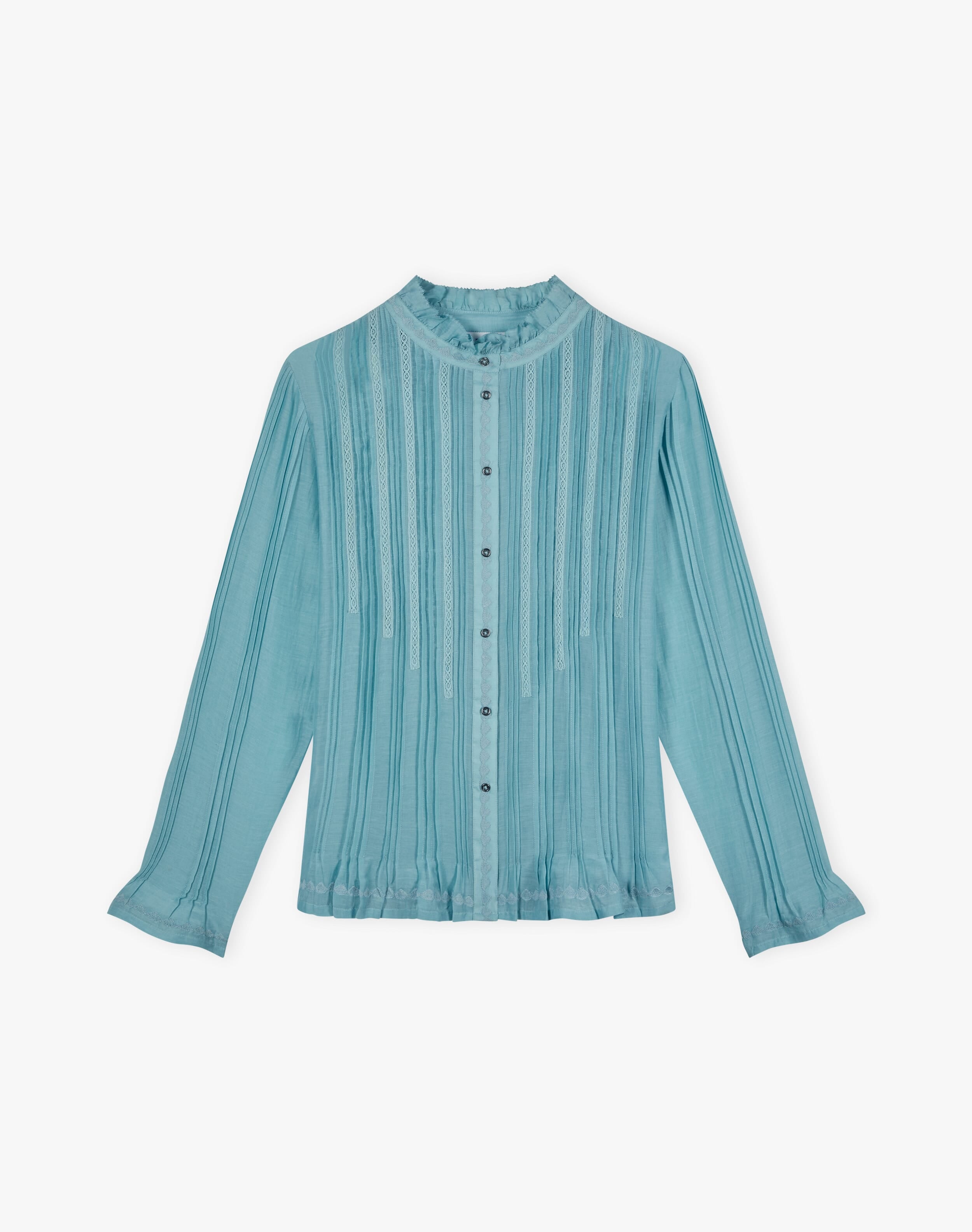 Silk Cotton Pintuck Blouse