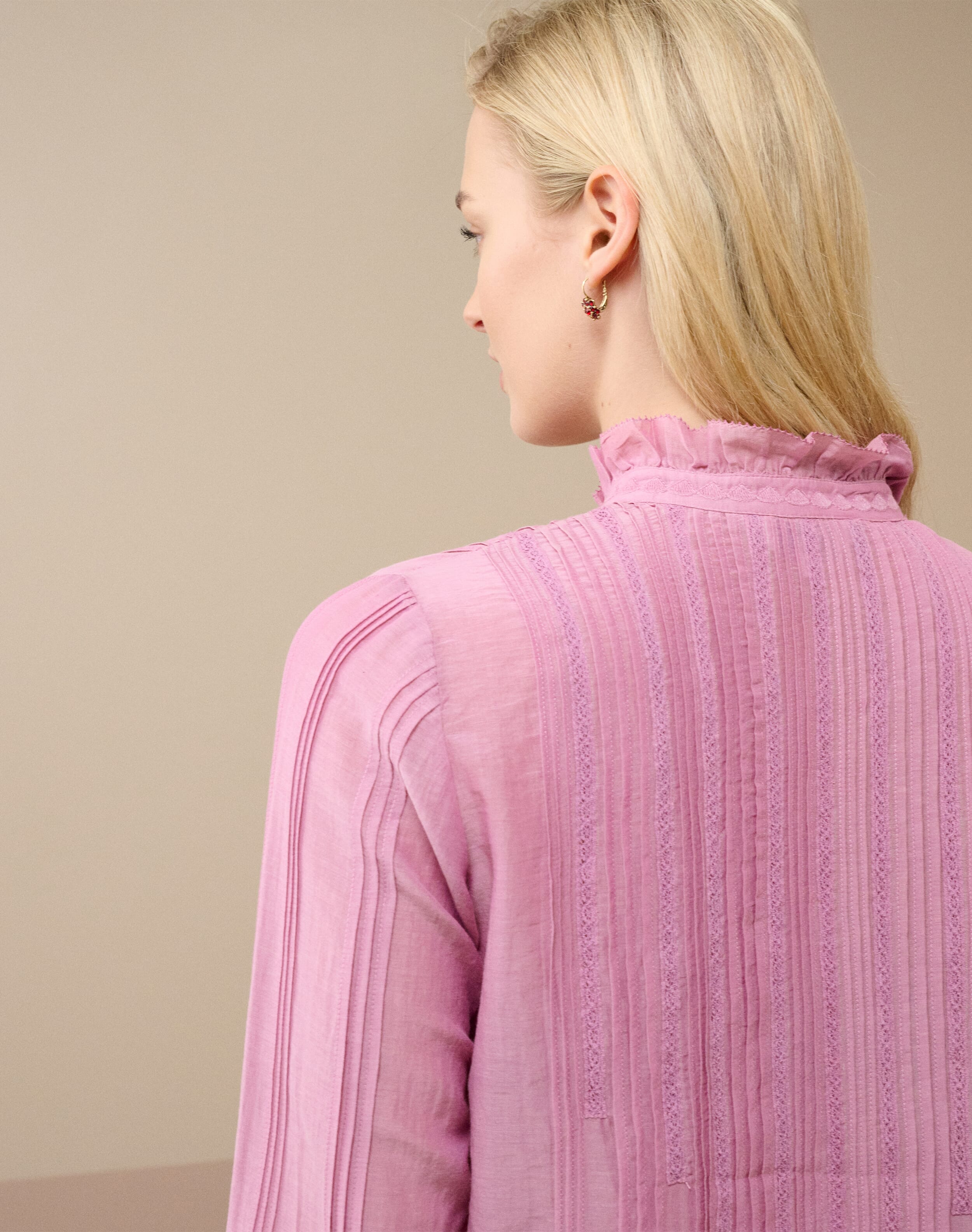 Silk Cotton Pintuck Blouse