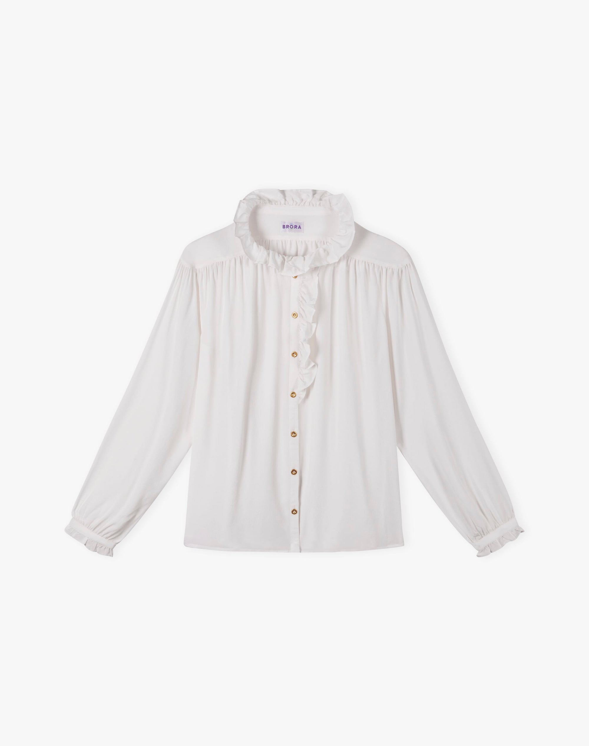 Silk Crepe De Chine Ruffle Blouse