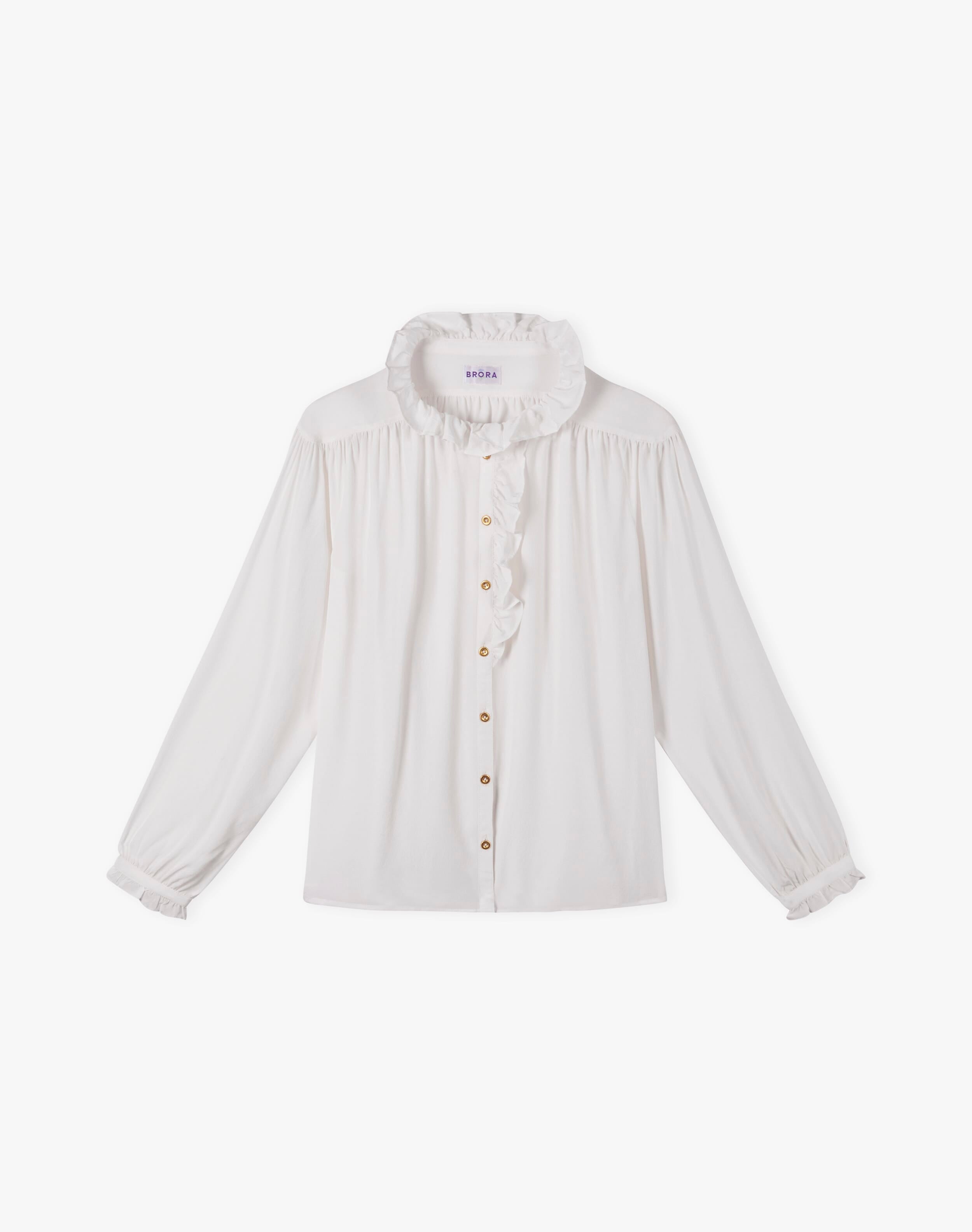 Silk Crepe De Chine Ruffle Blouse