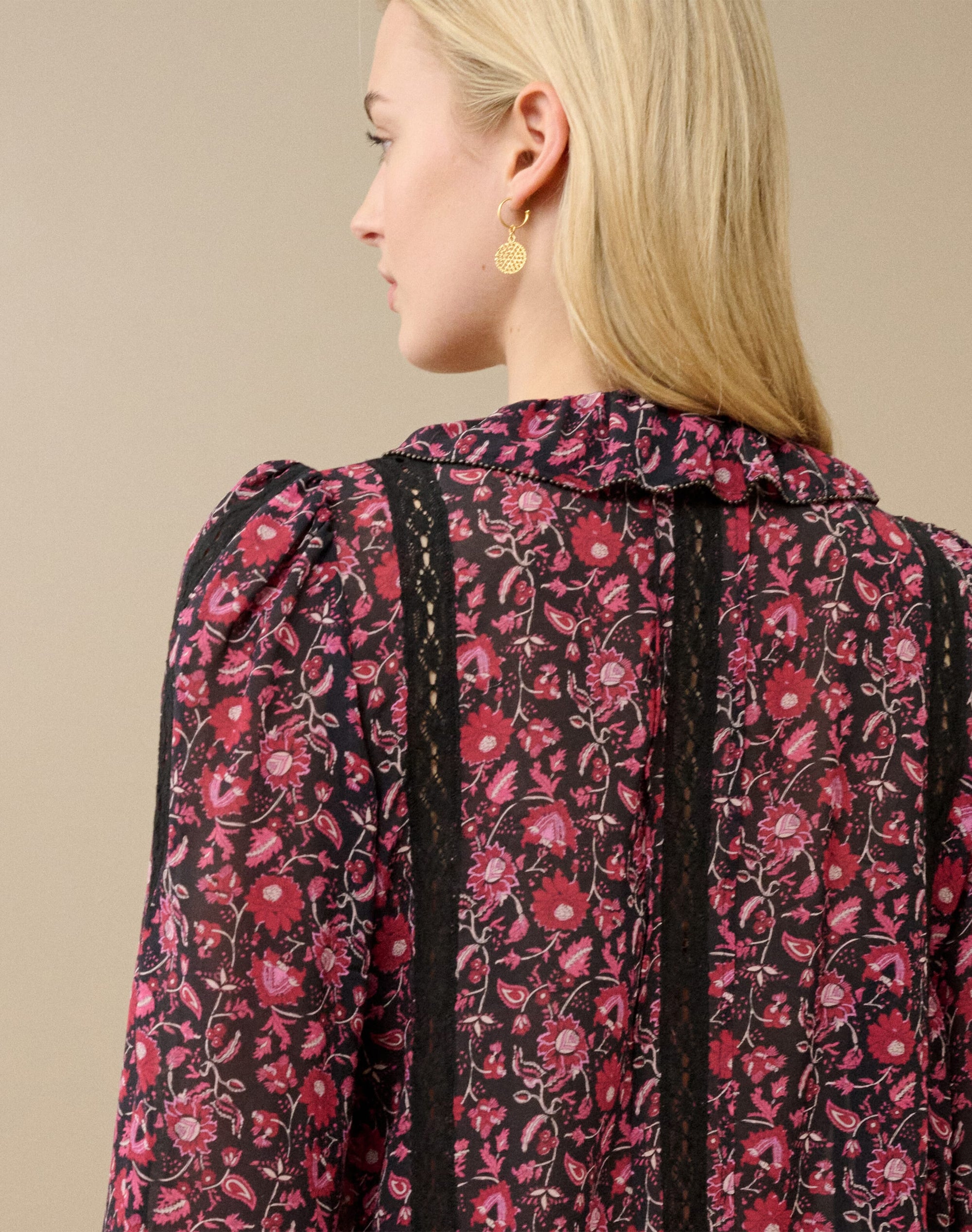 Silk Botanical Print Blouse