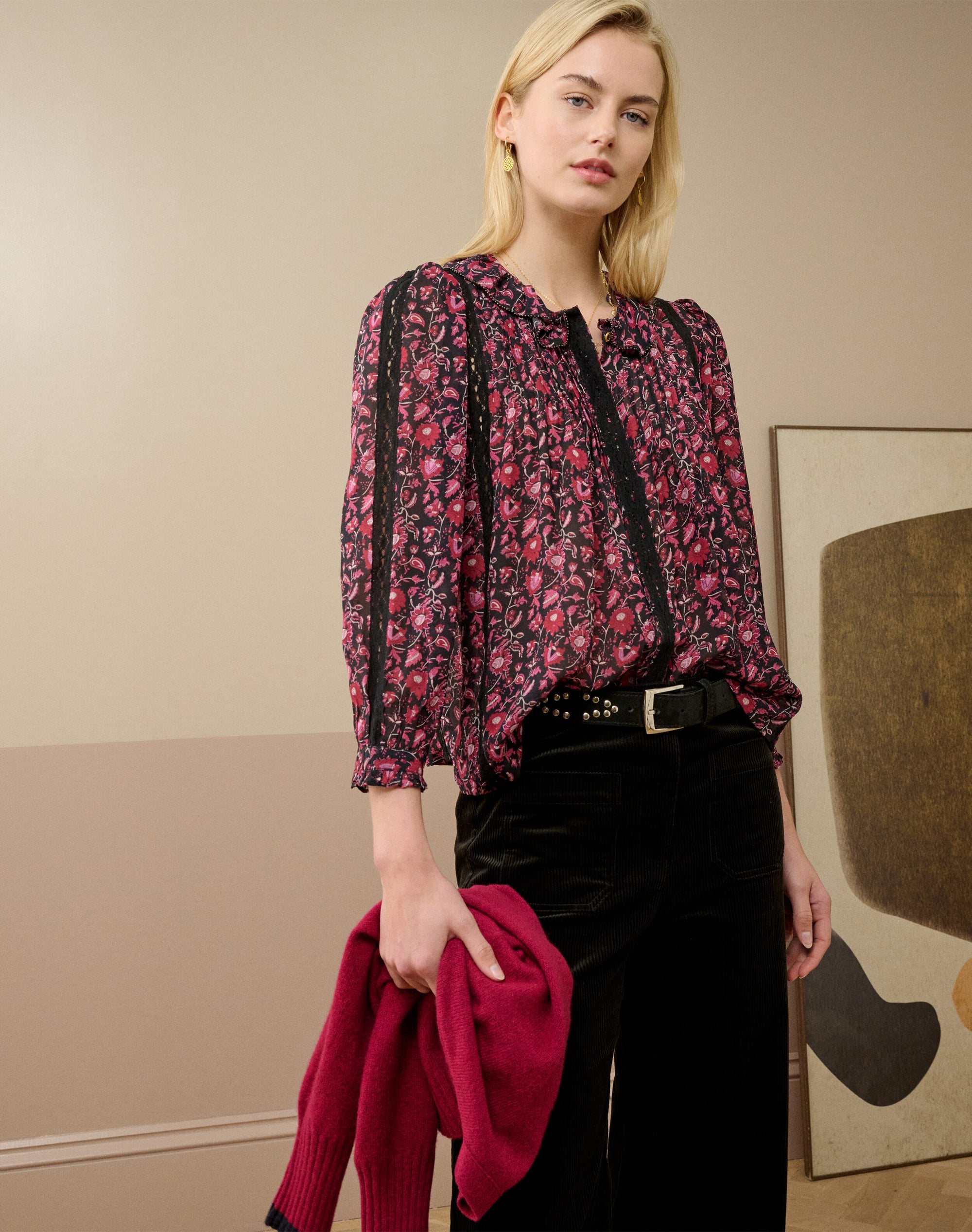 Silk Botanical Print Blouse