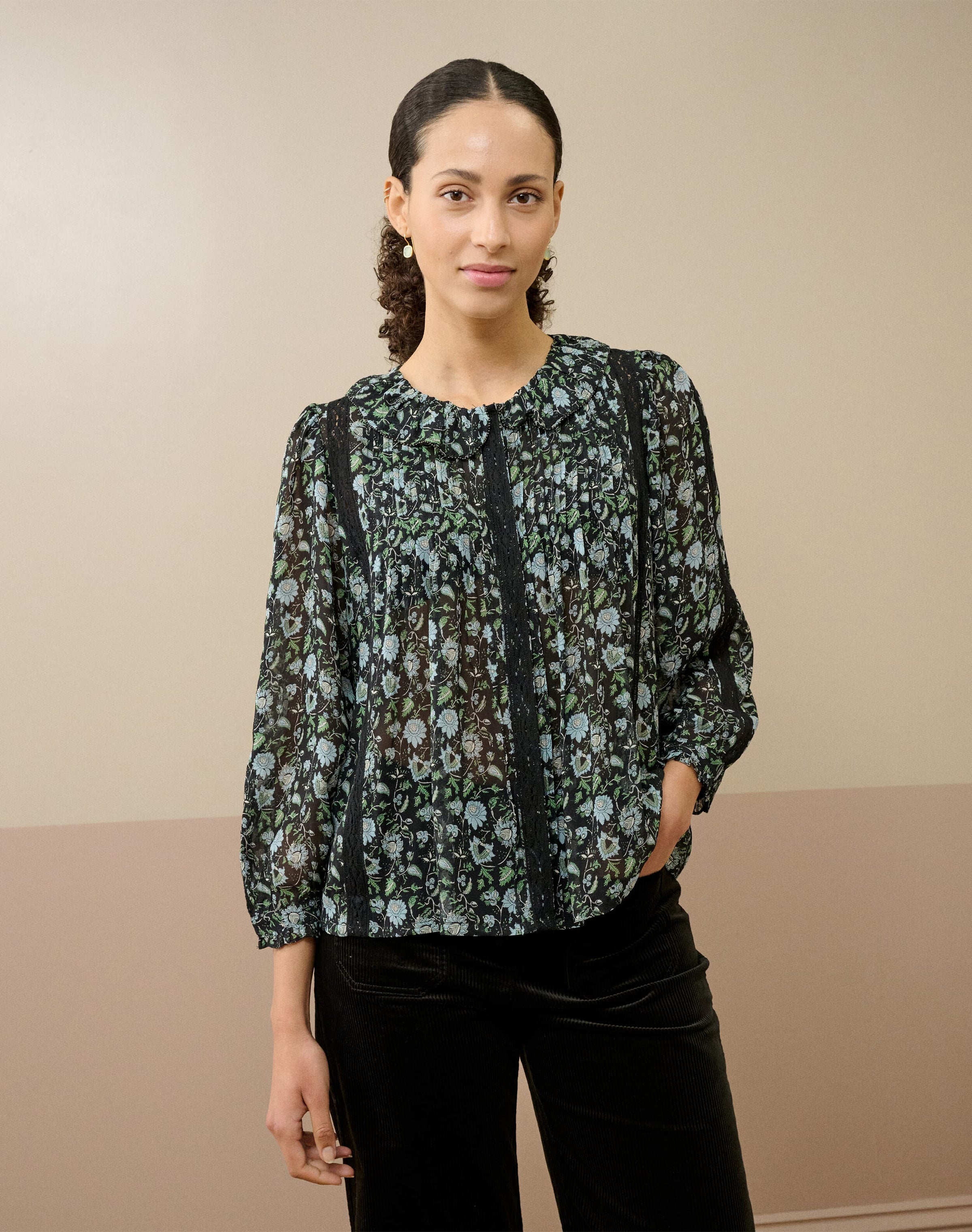 Silk Botanical Print Blouse
