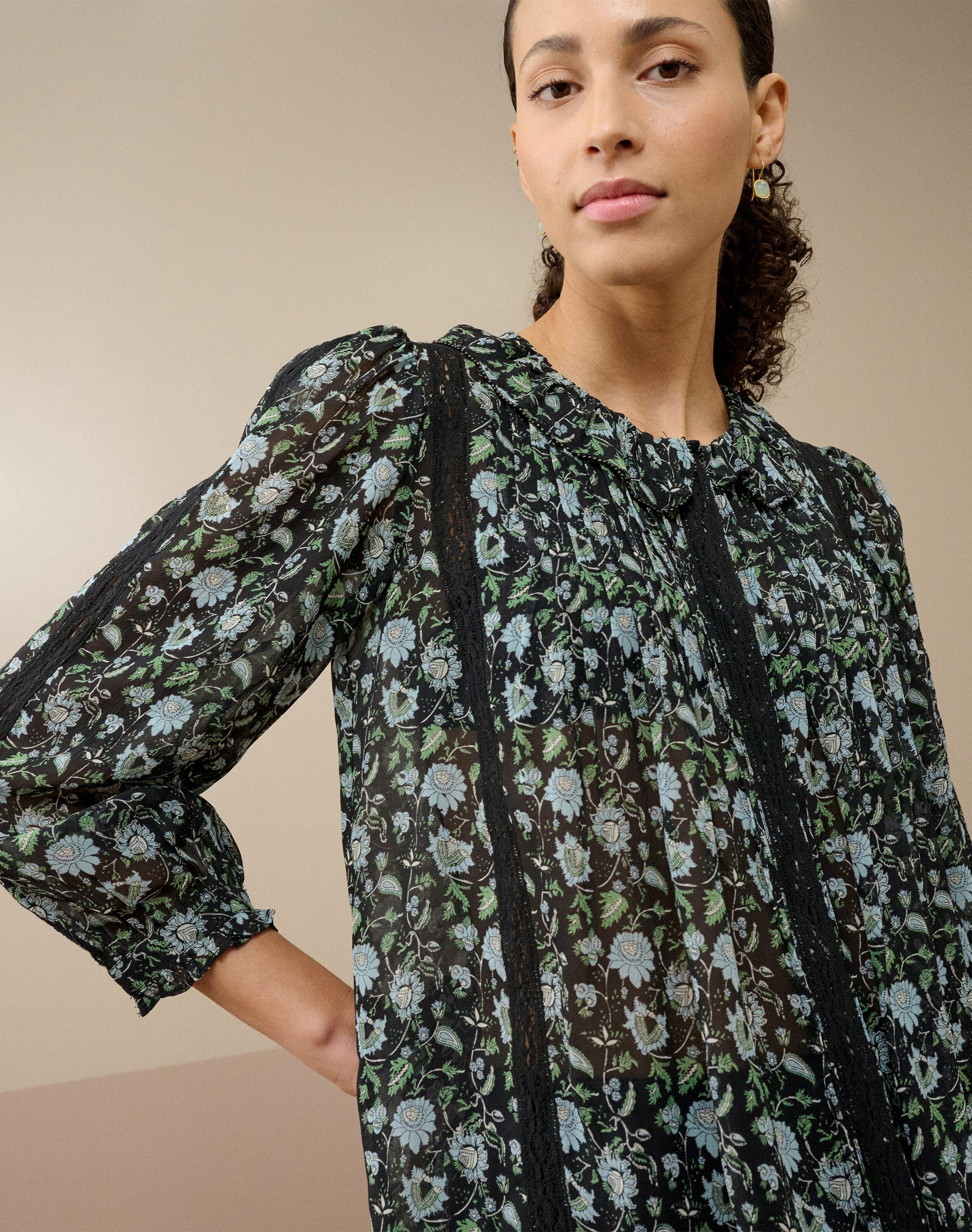 Silk Botanical Print Blouse