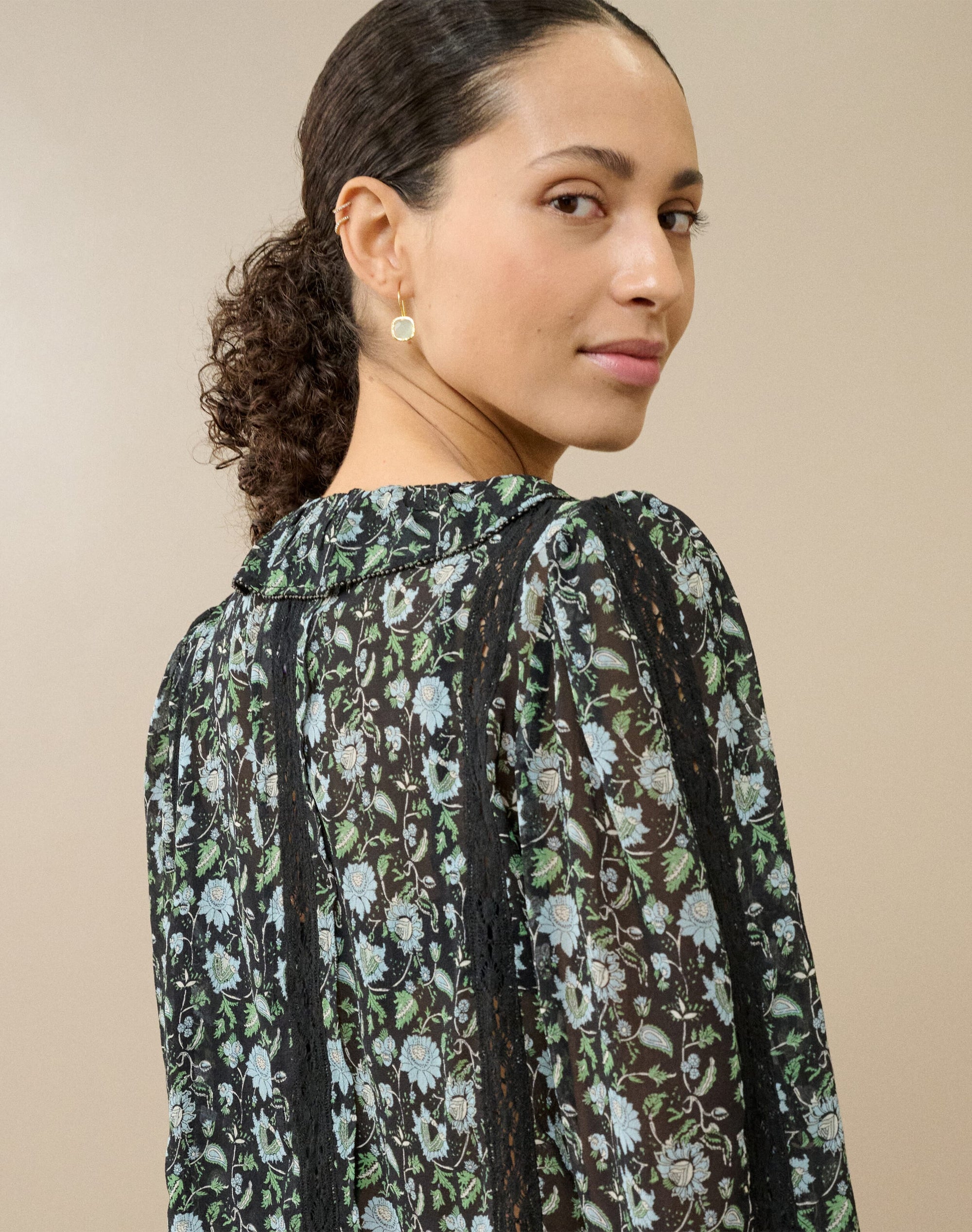 Silk Botanical Print Blouse