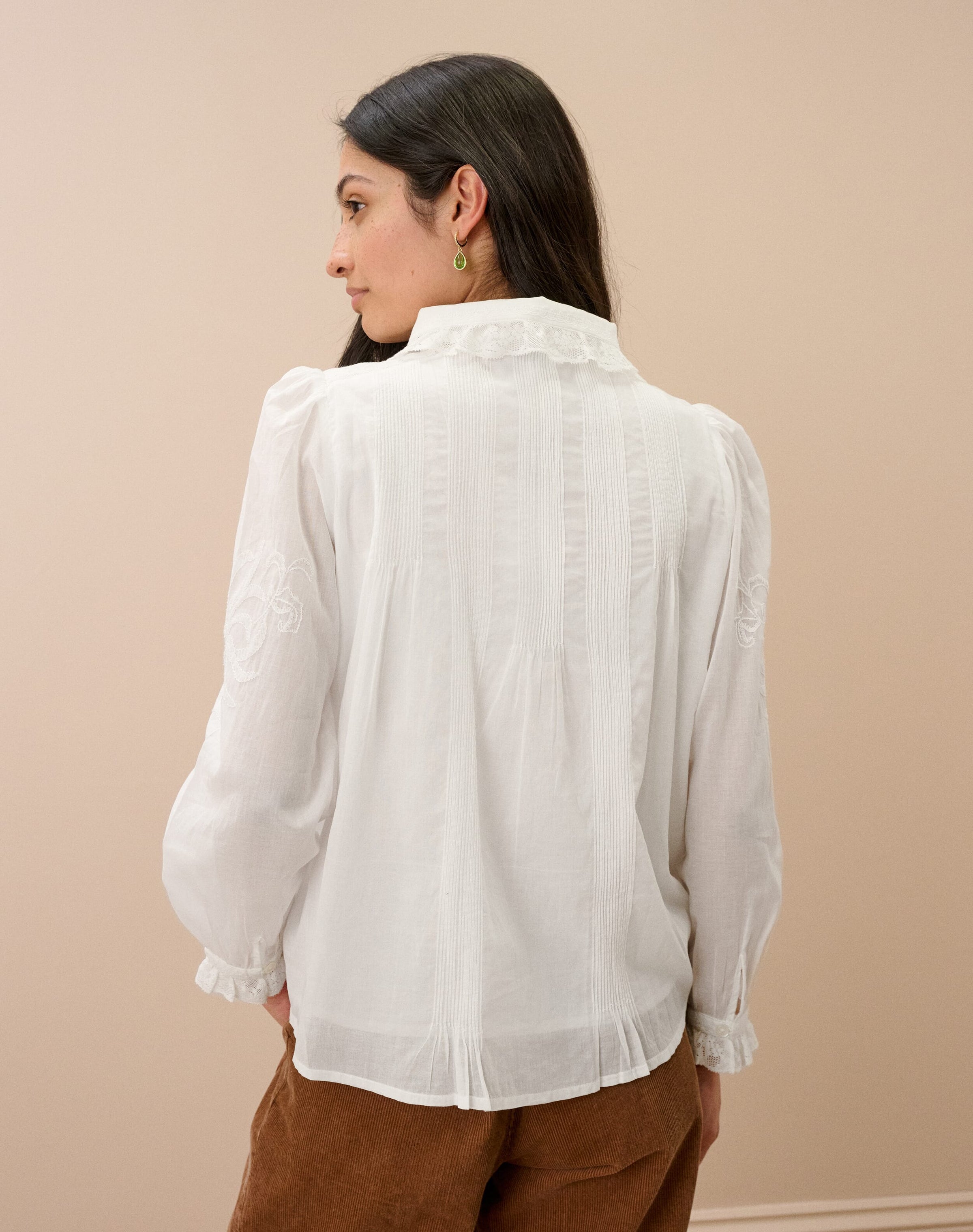 Organic Cotton Lace Trim Blouse