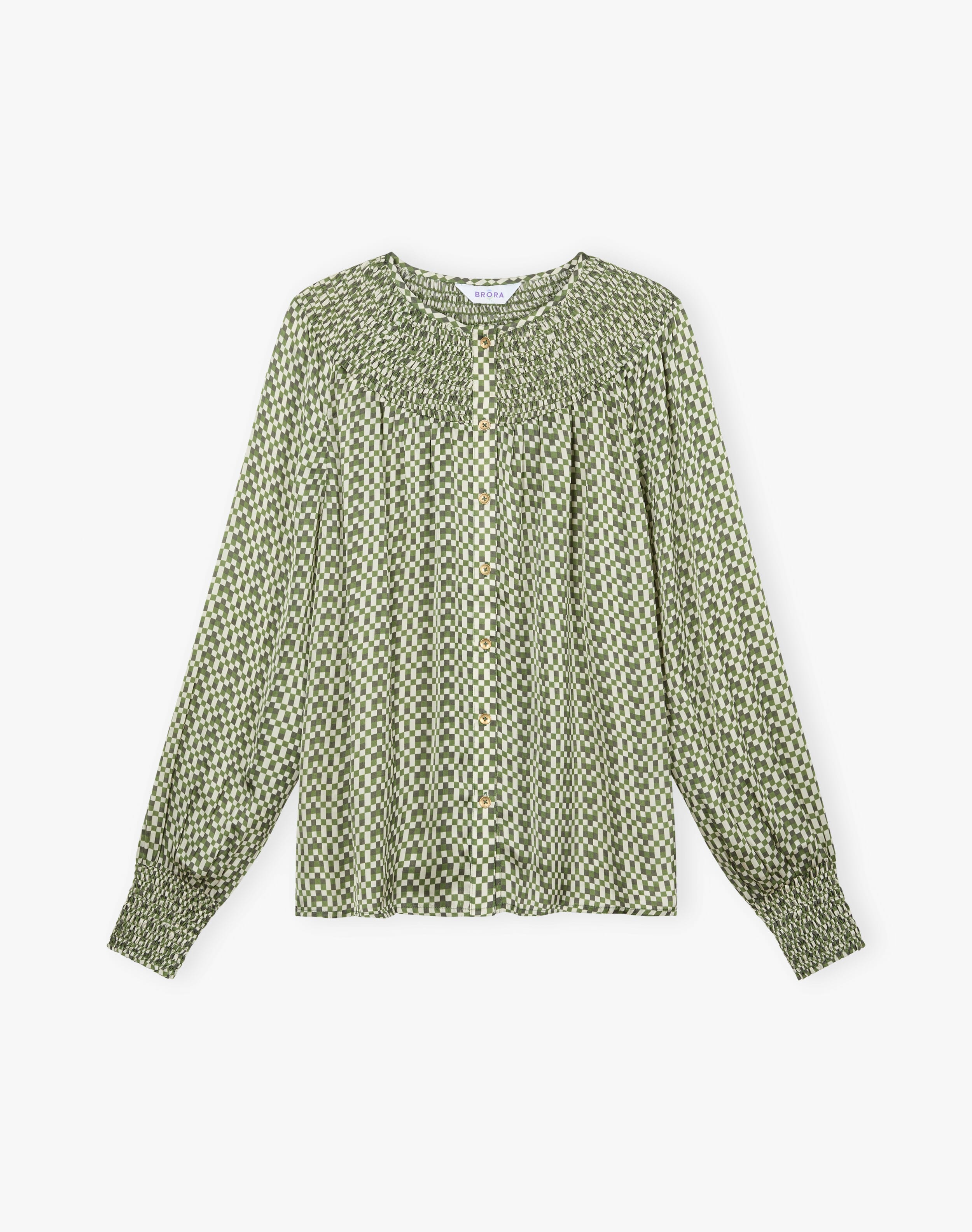 Checkerboard Smock Blouse