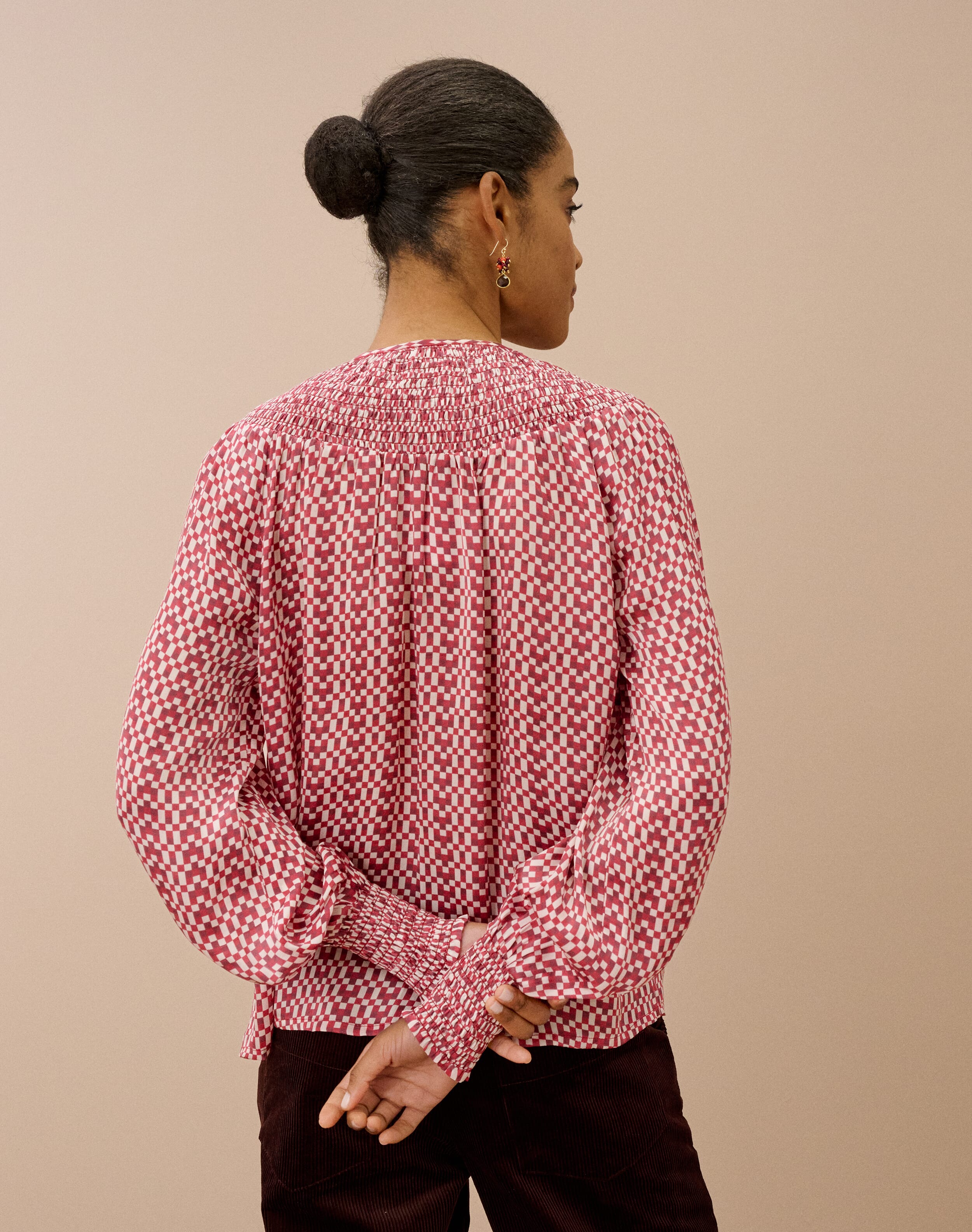 Checkerboard Smock Blouse