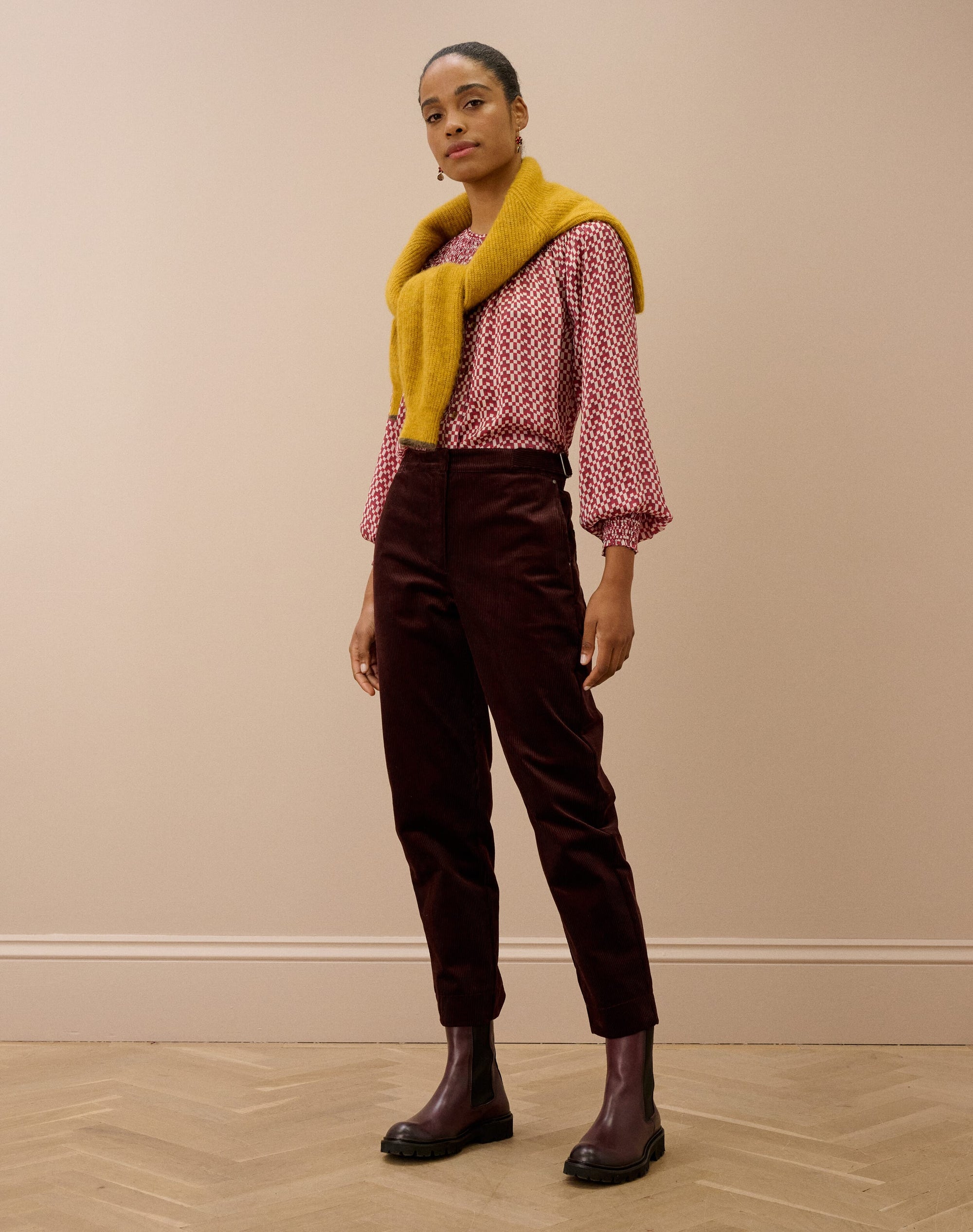 Checkerboard Smock Blouse