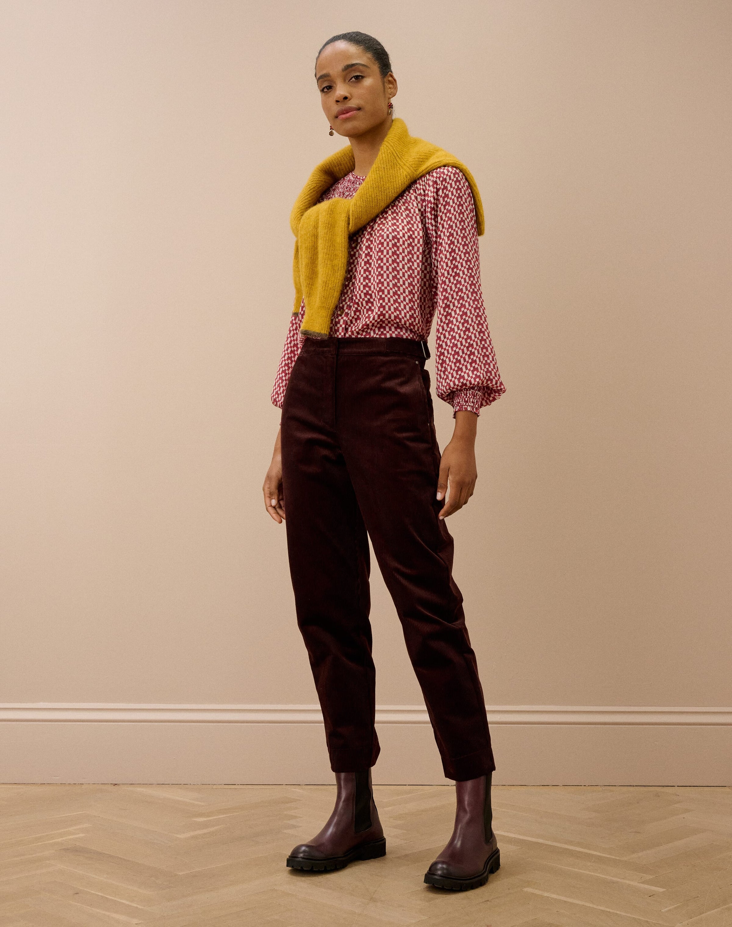 Checkerboard Smock Blouse