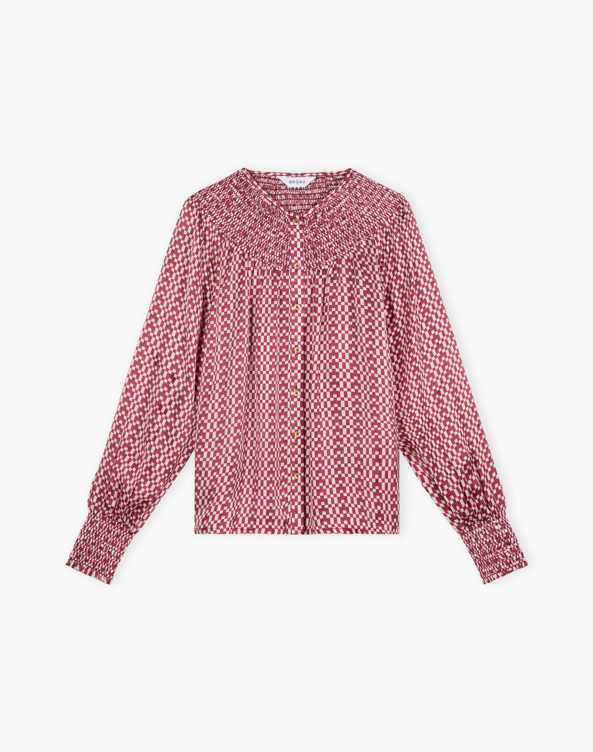 Checkerboard Smock Blouse