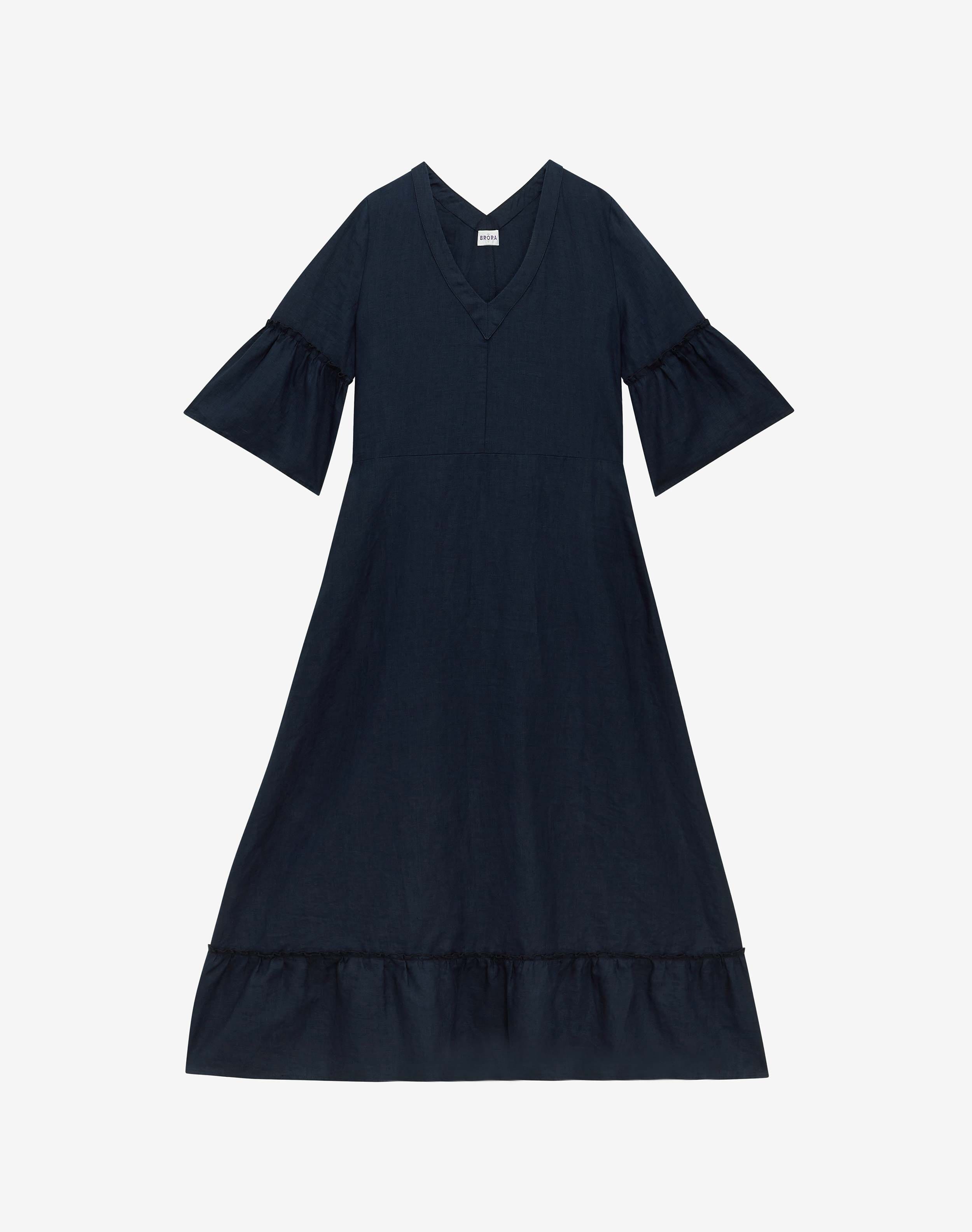 Angel Sleeve Linen Dress