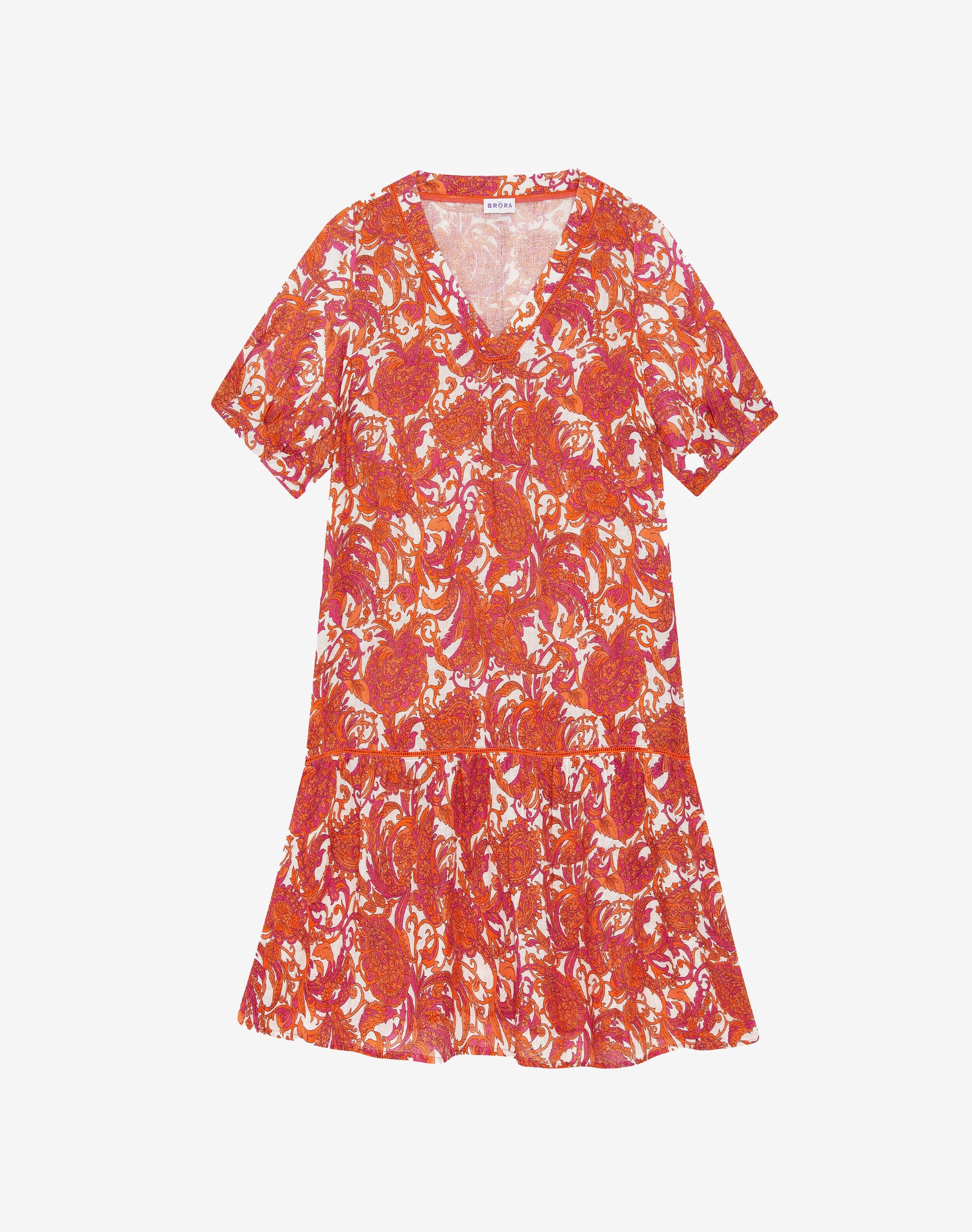 Gauzy Linen Botanical Print Dress