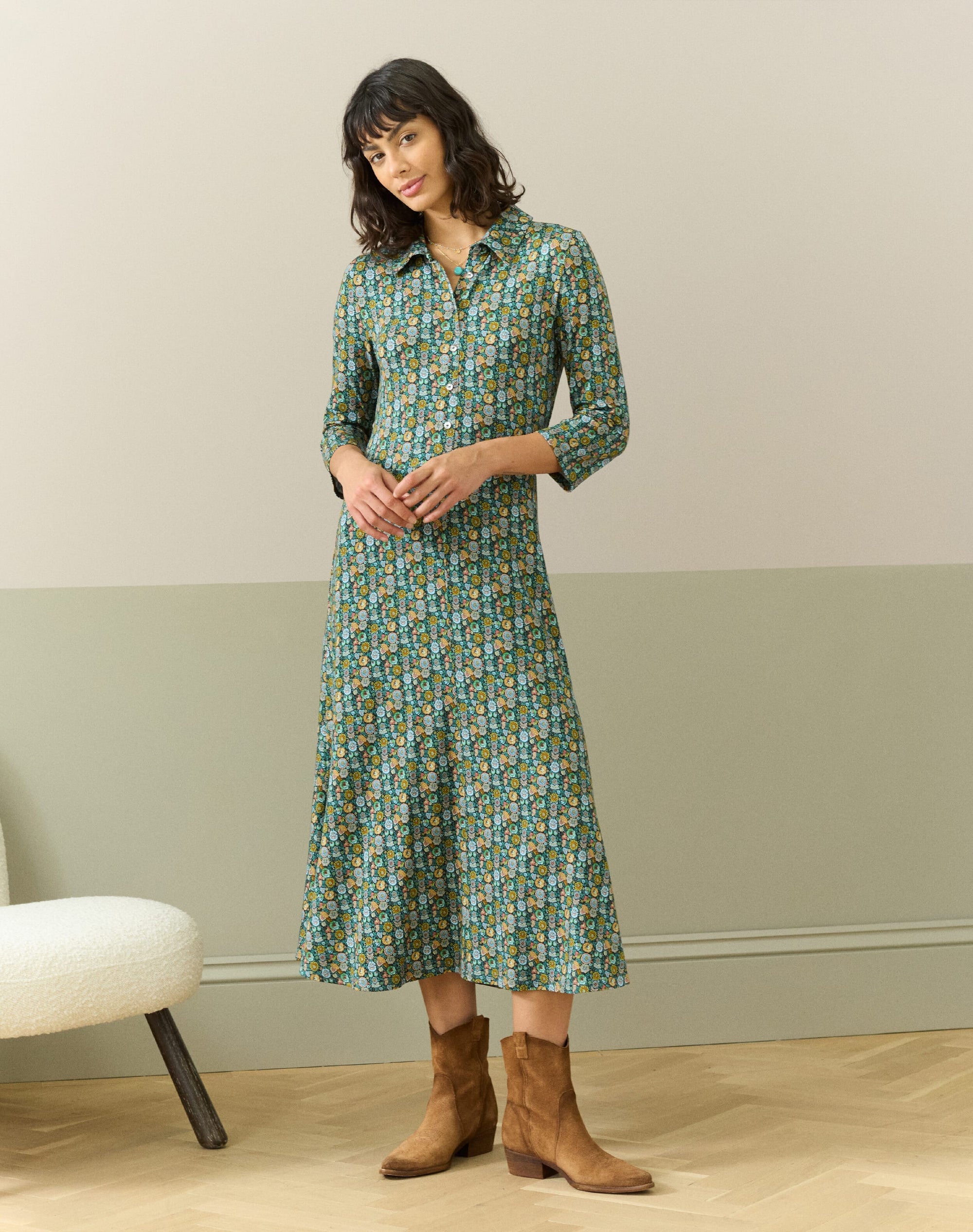 Liberty Print Jersey Shirt Dress