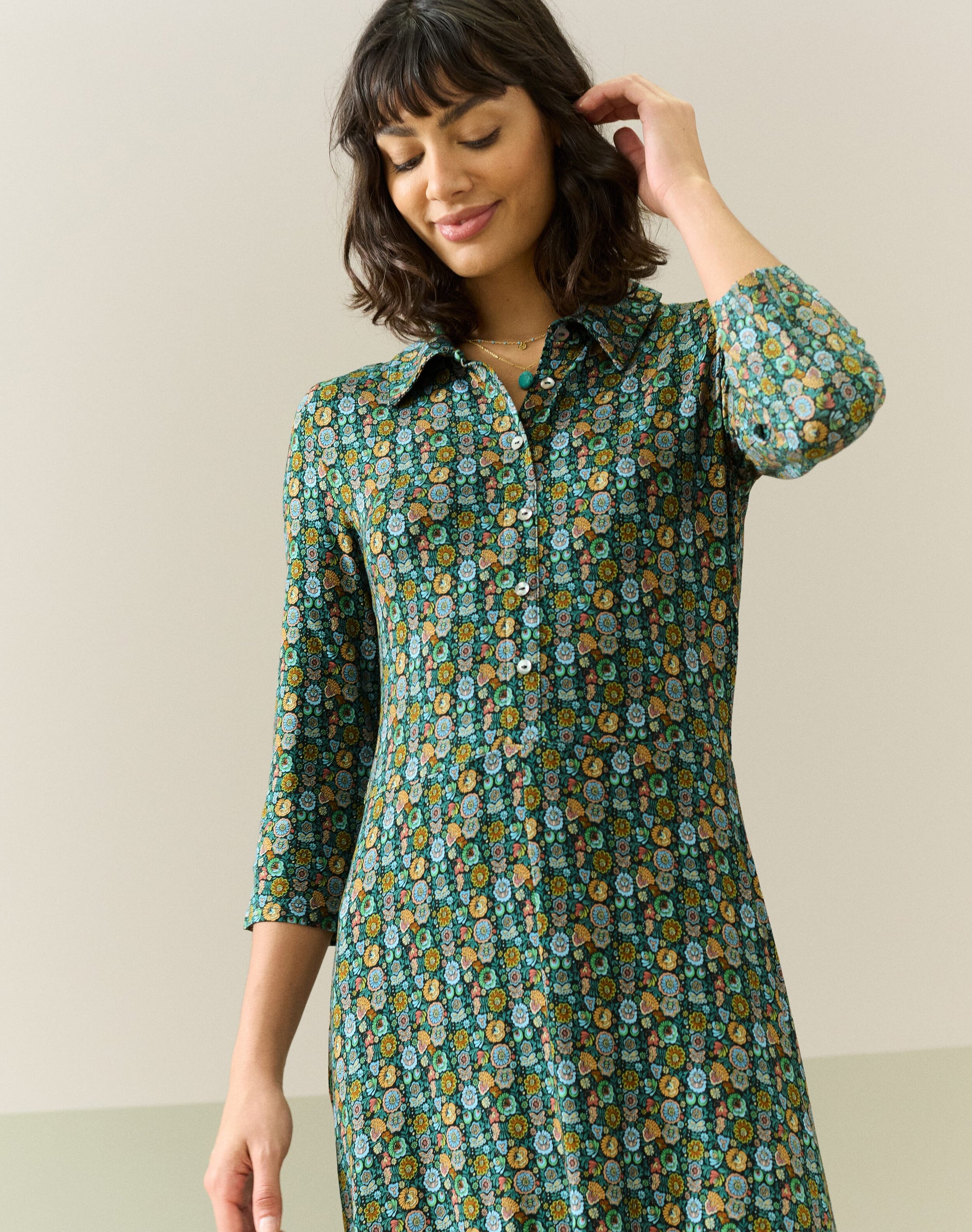 Liberty Print Jersey Shirt Dress