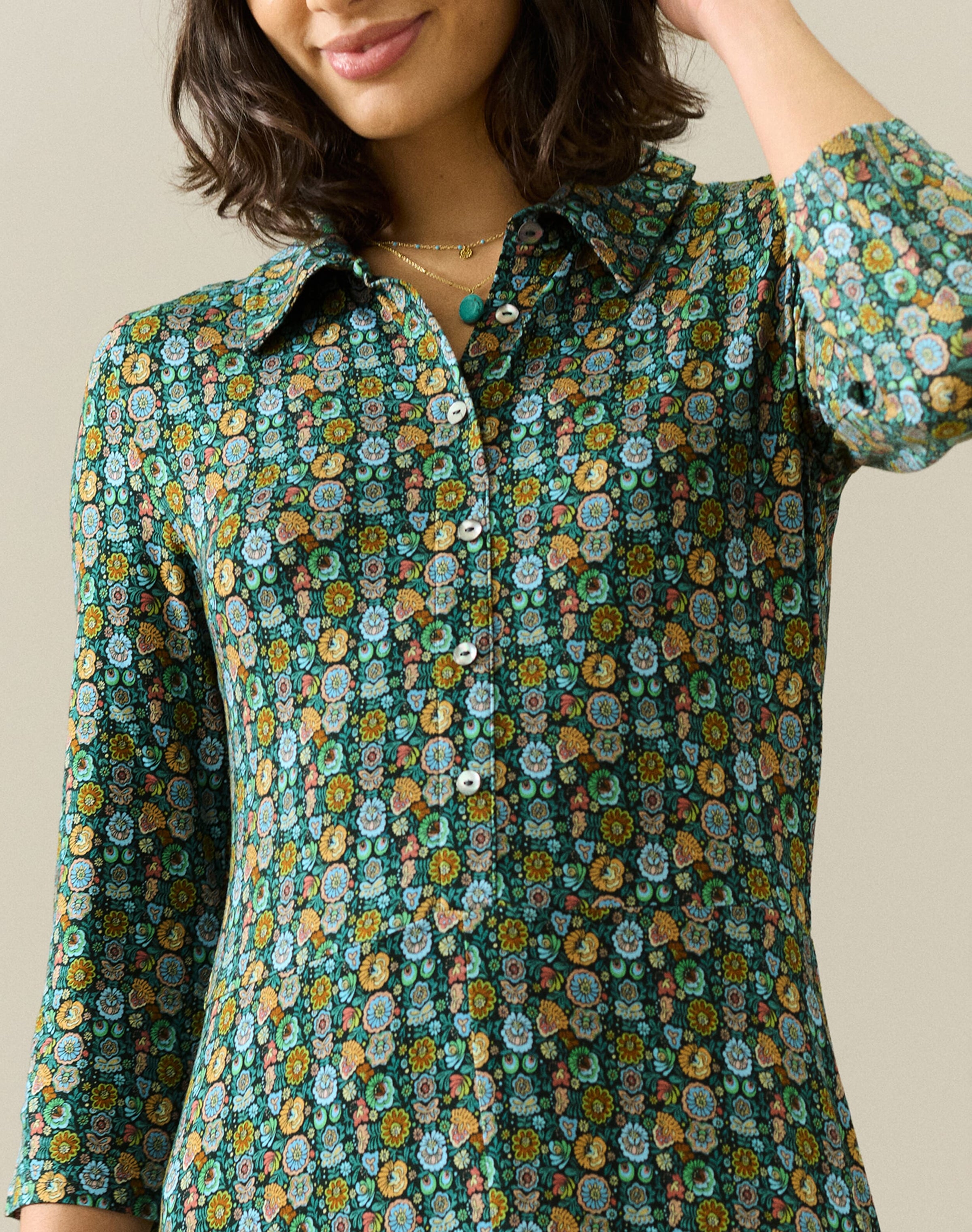 Liberty Print Jersey Shirt Dress