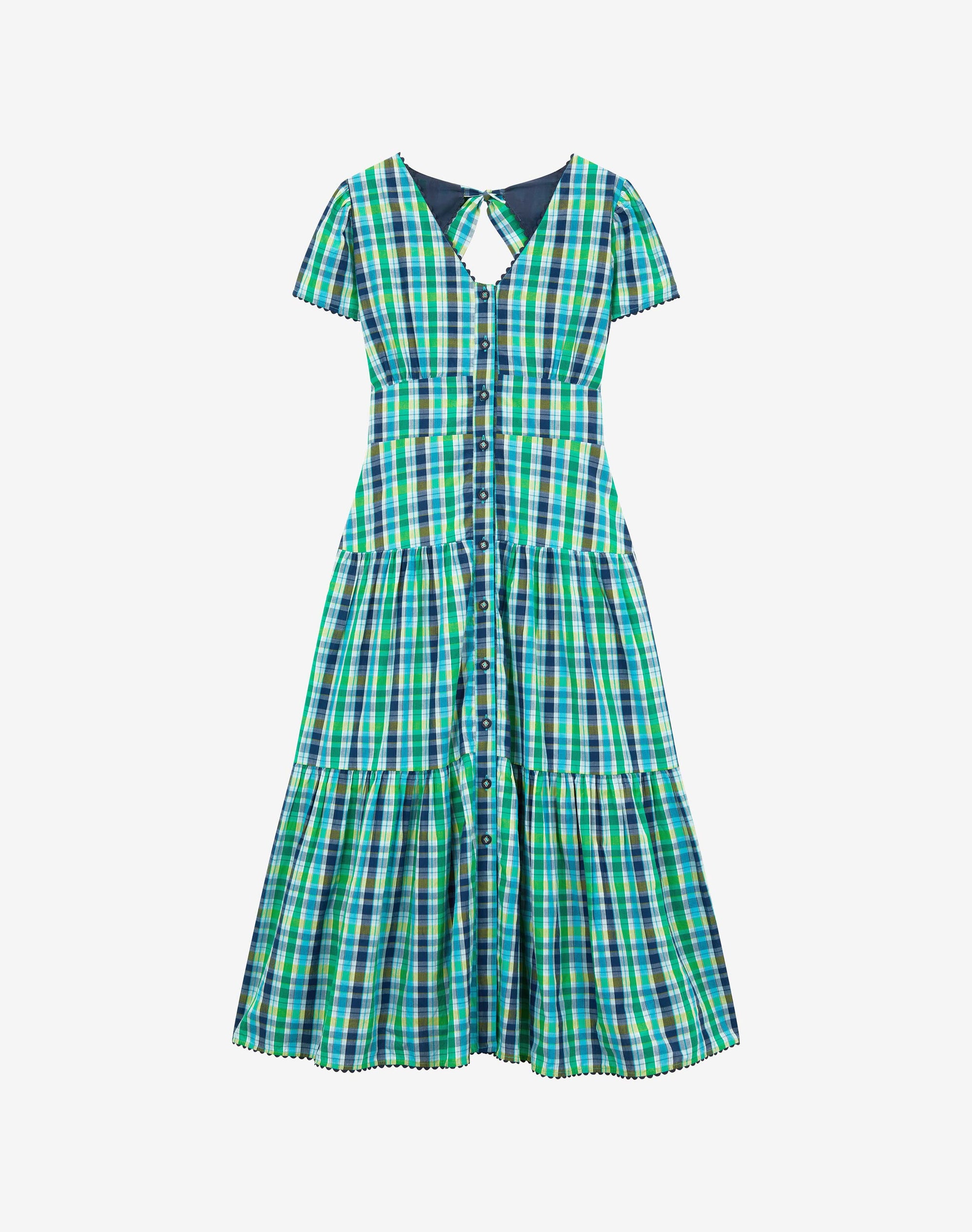Cotton Check Tiered Dress