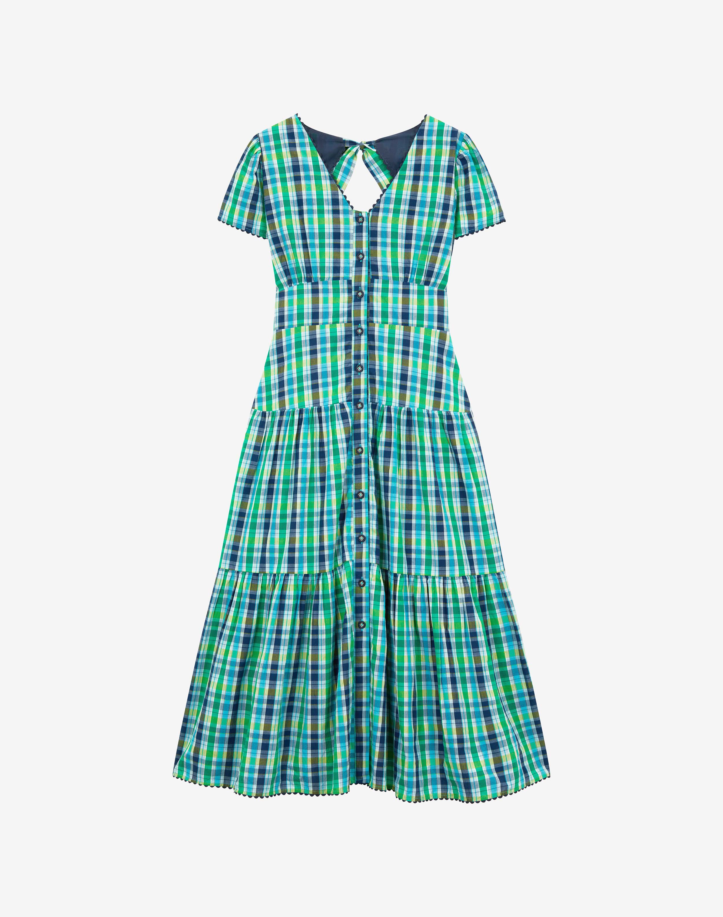 Cotton Check Tiered Dress