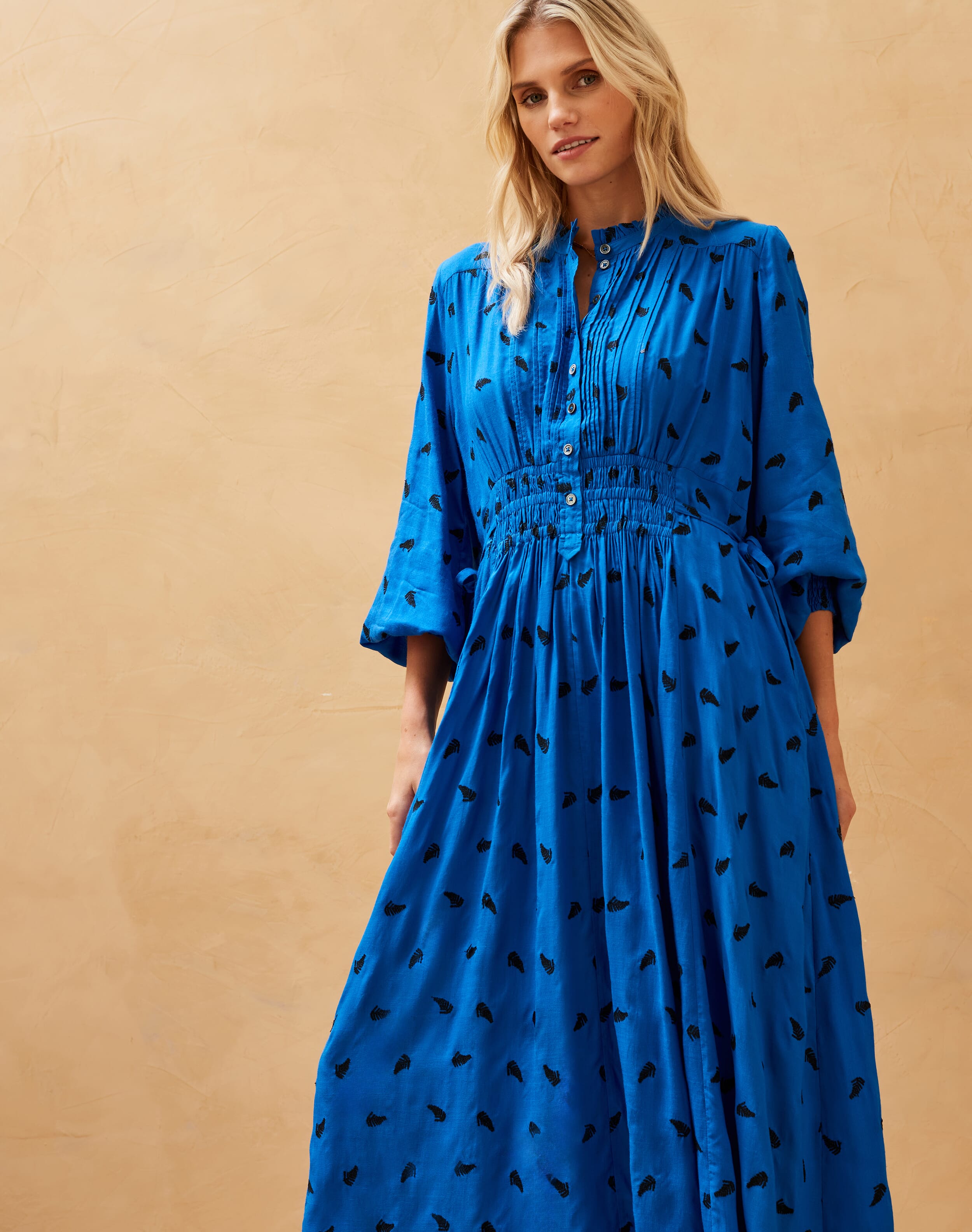 Embroidered Fern Shirt Dress