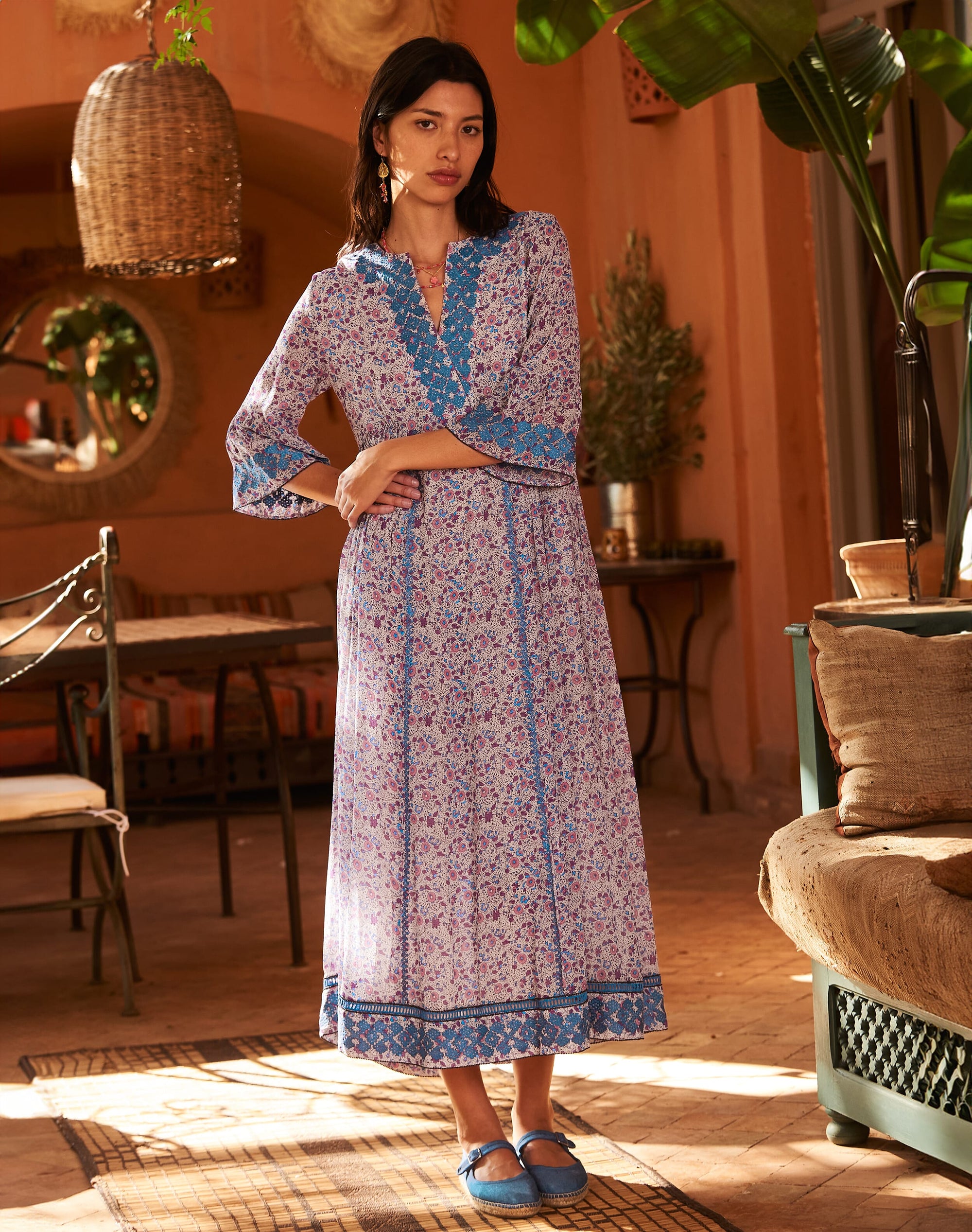 Silk Embroidered Pintuck Dress