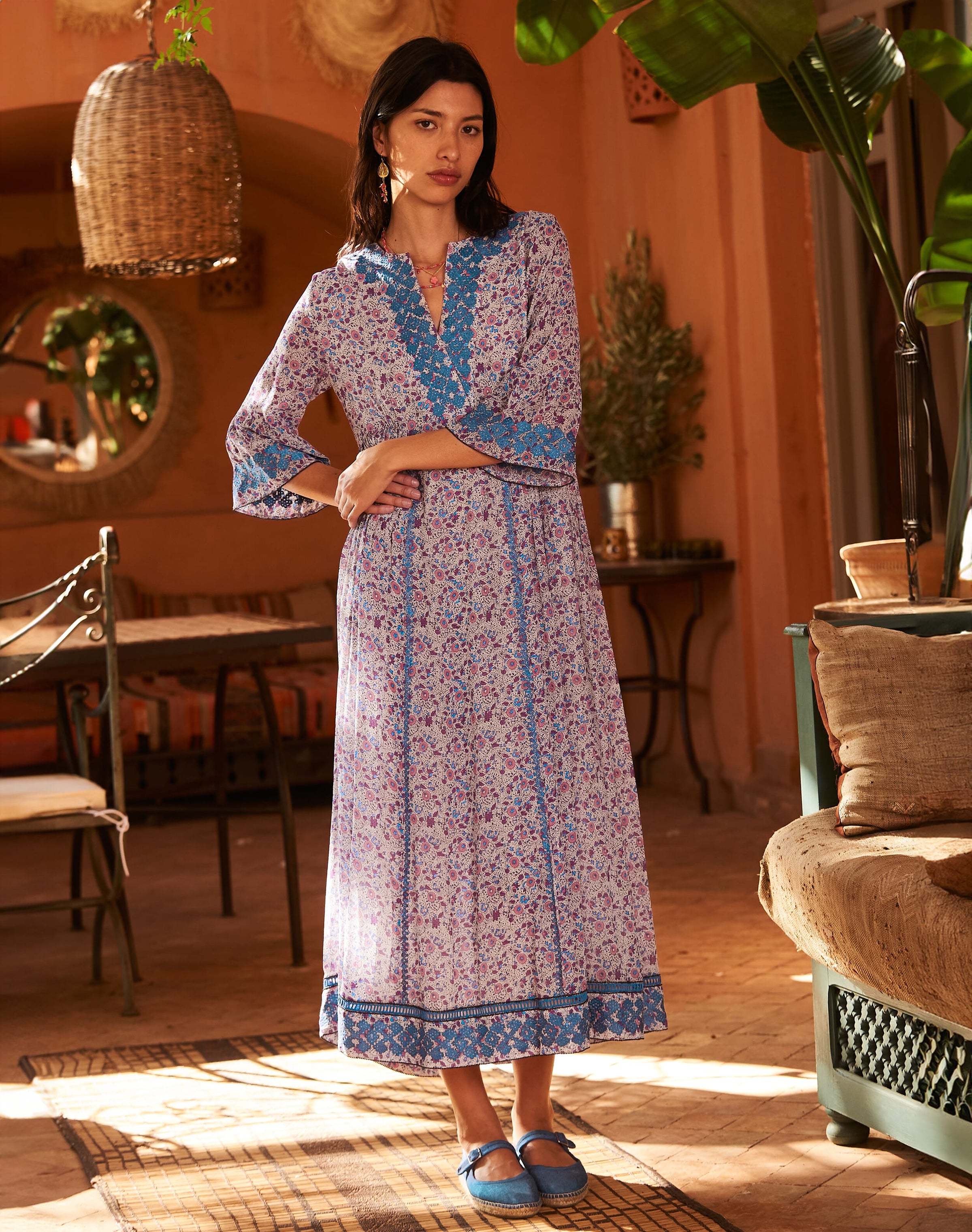 Silk Embroidered Pintuck Dress