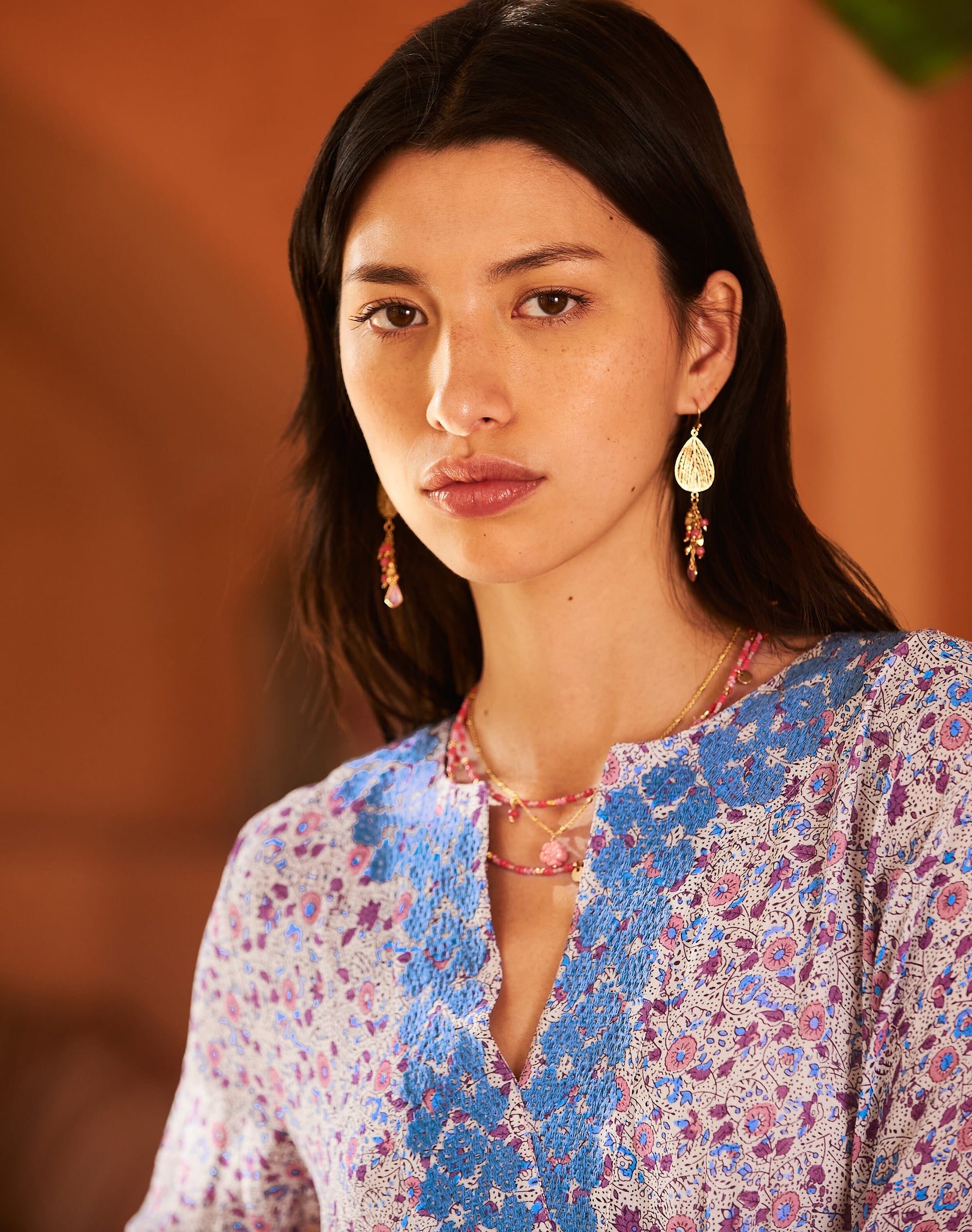 Silk Embroidered Pintuck Dress