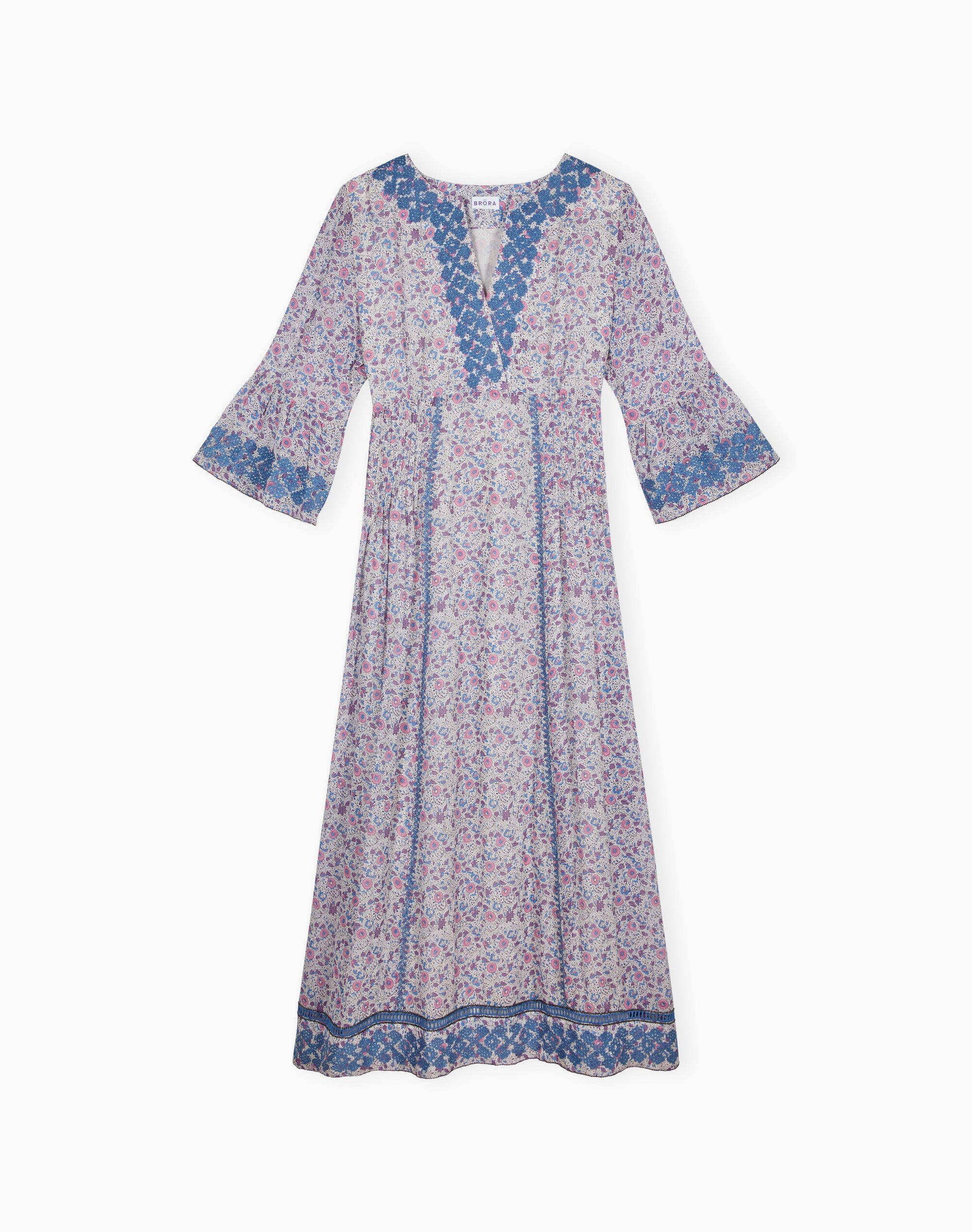 Silk Embroidered Pintuck Dress