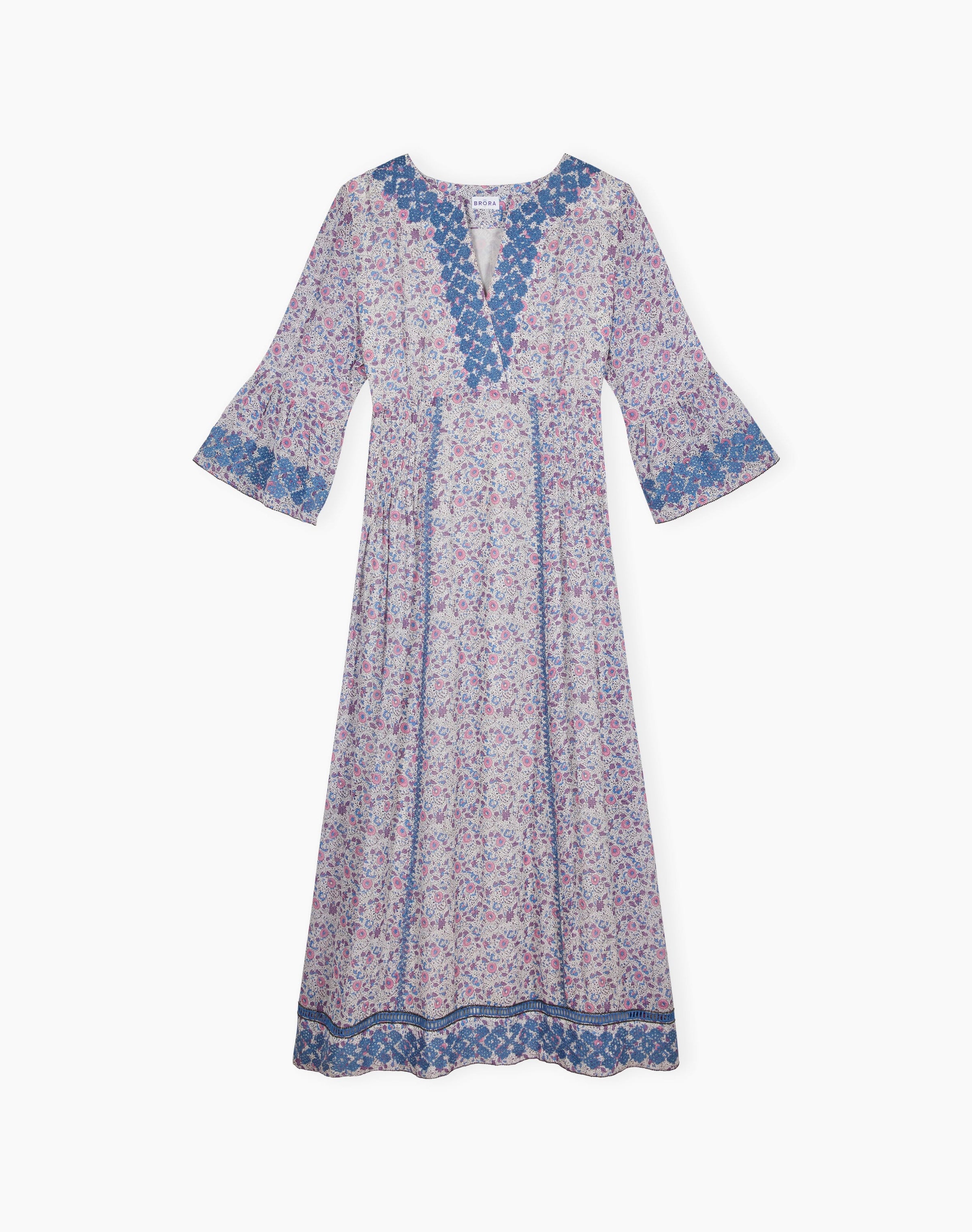 Silk Embroidered Pintuck Dress