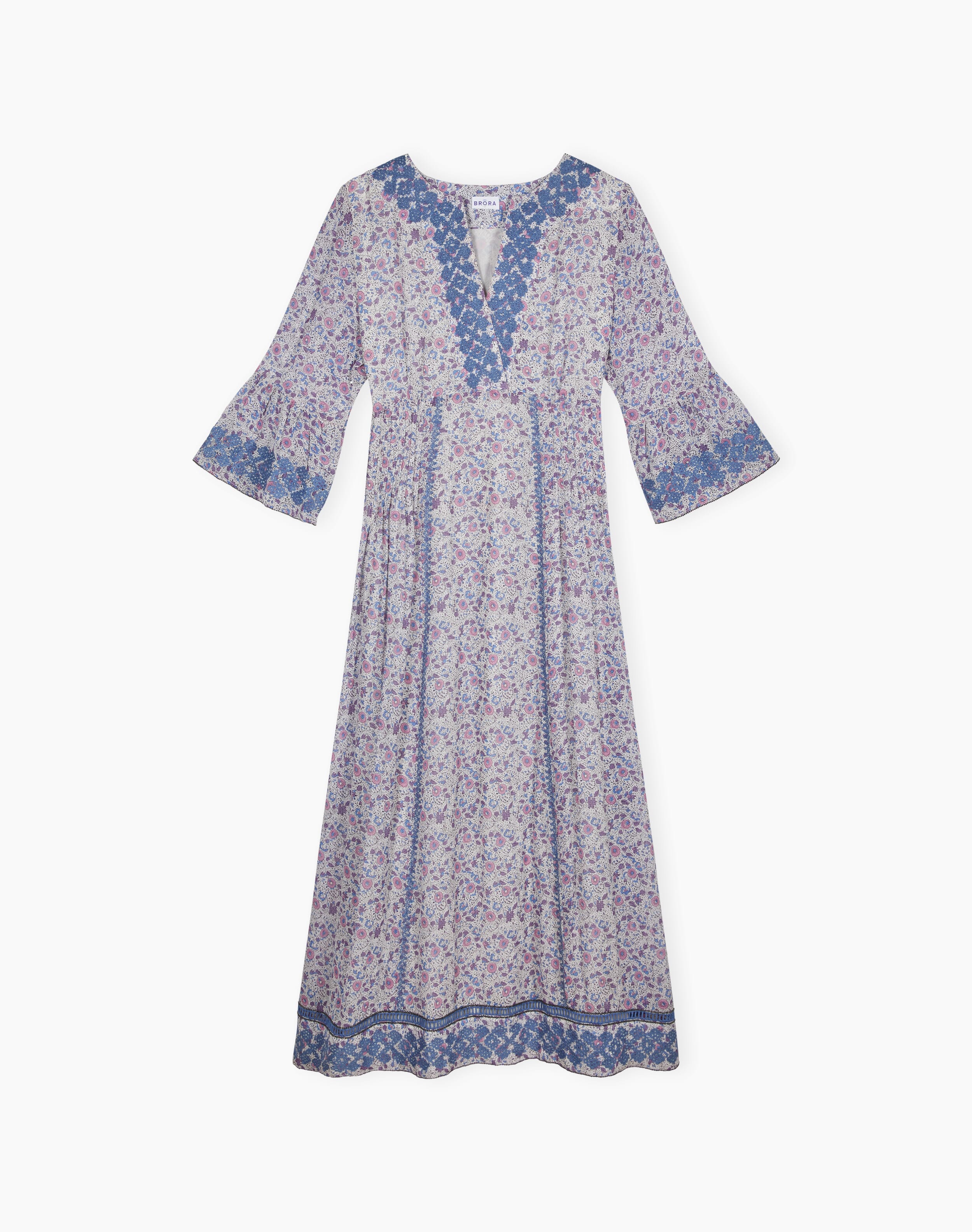 Silk Embroidered Pintuck Dress