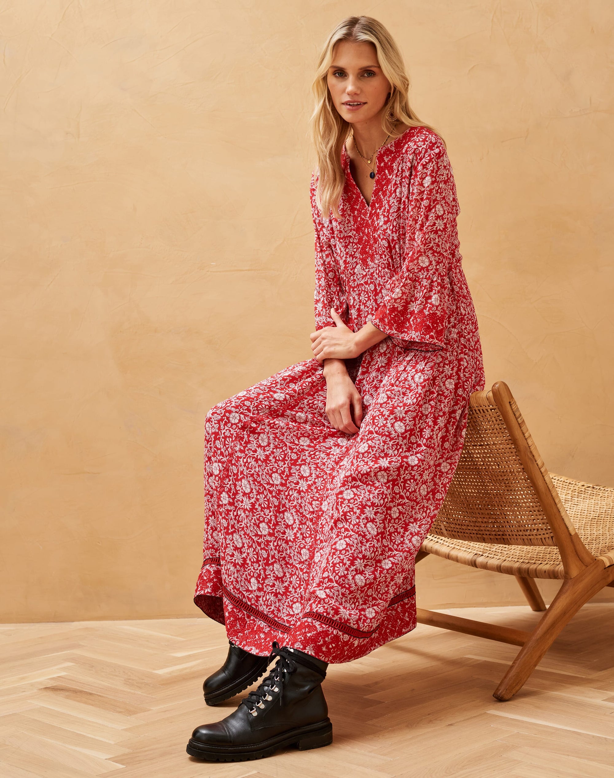 Silk Embroidered Pintuck Dress