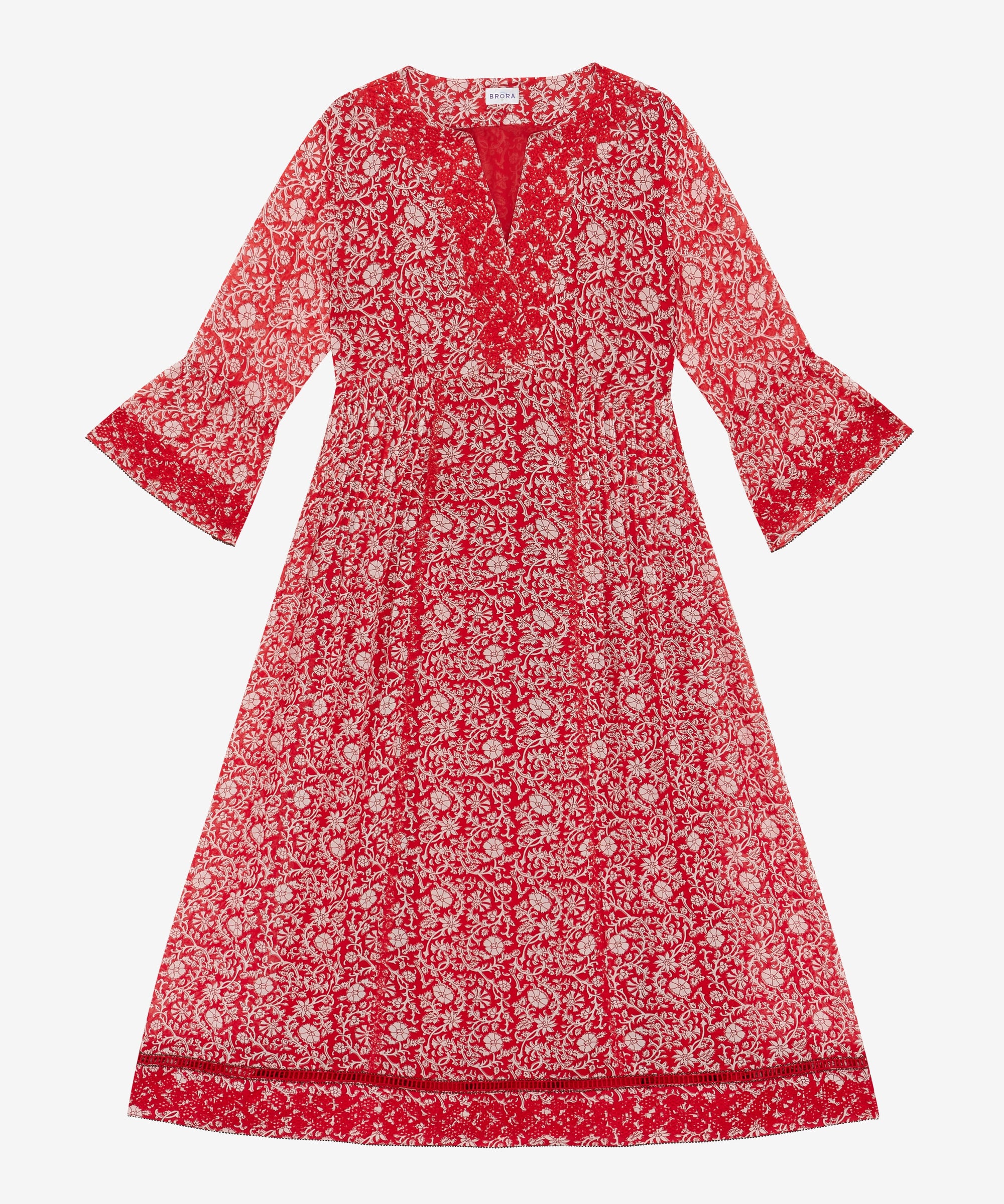 Silk Embroidered Pintuck Dress