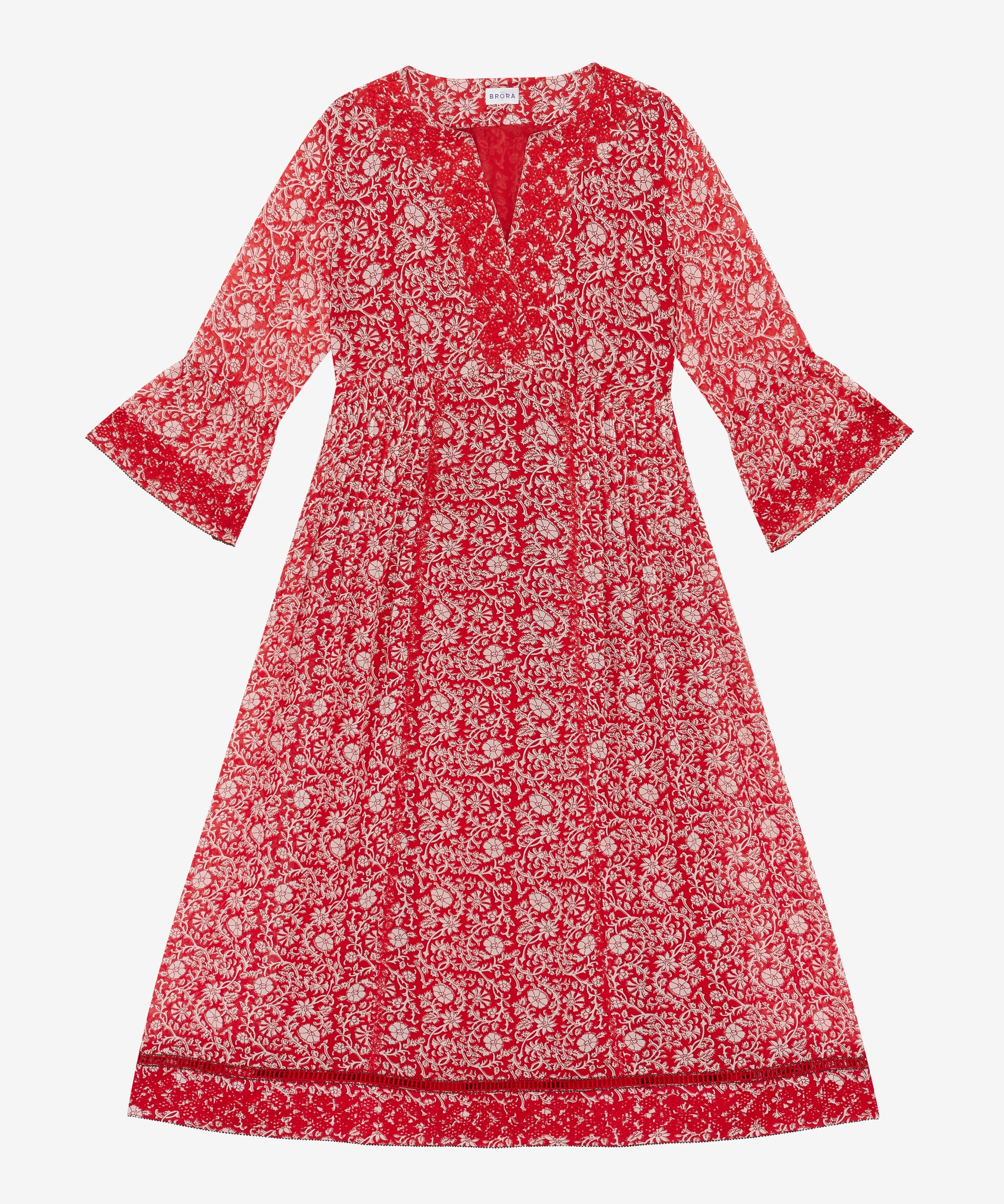 Silk Embroidered Pintuck Dress