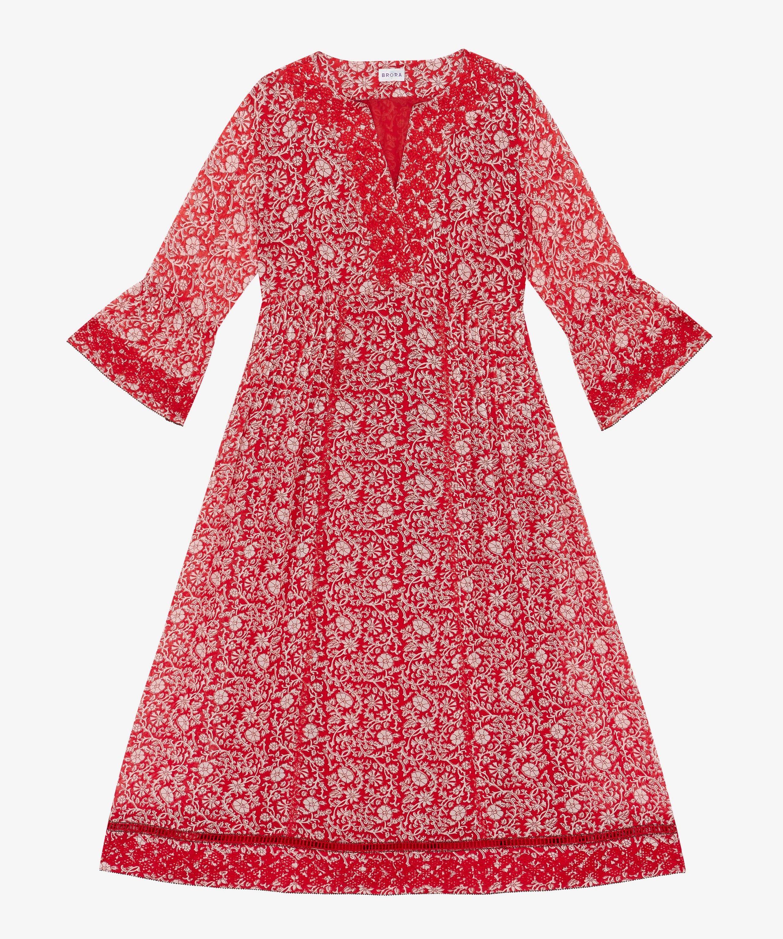 Silk Embroidered Pintuck Dress