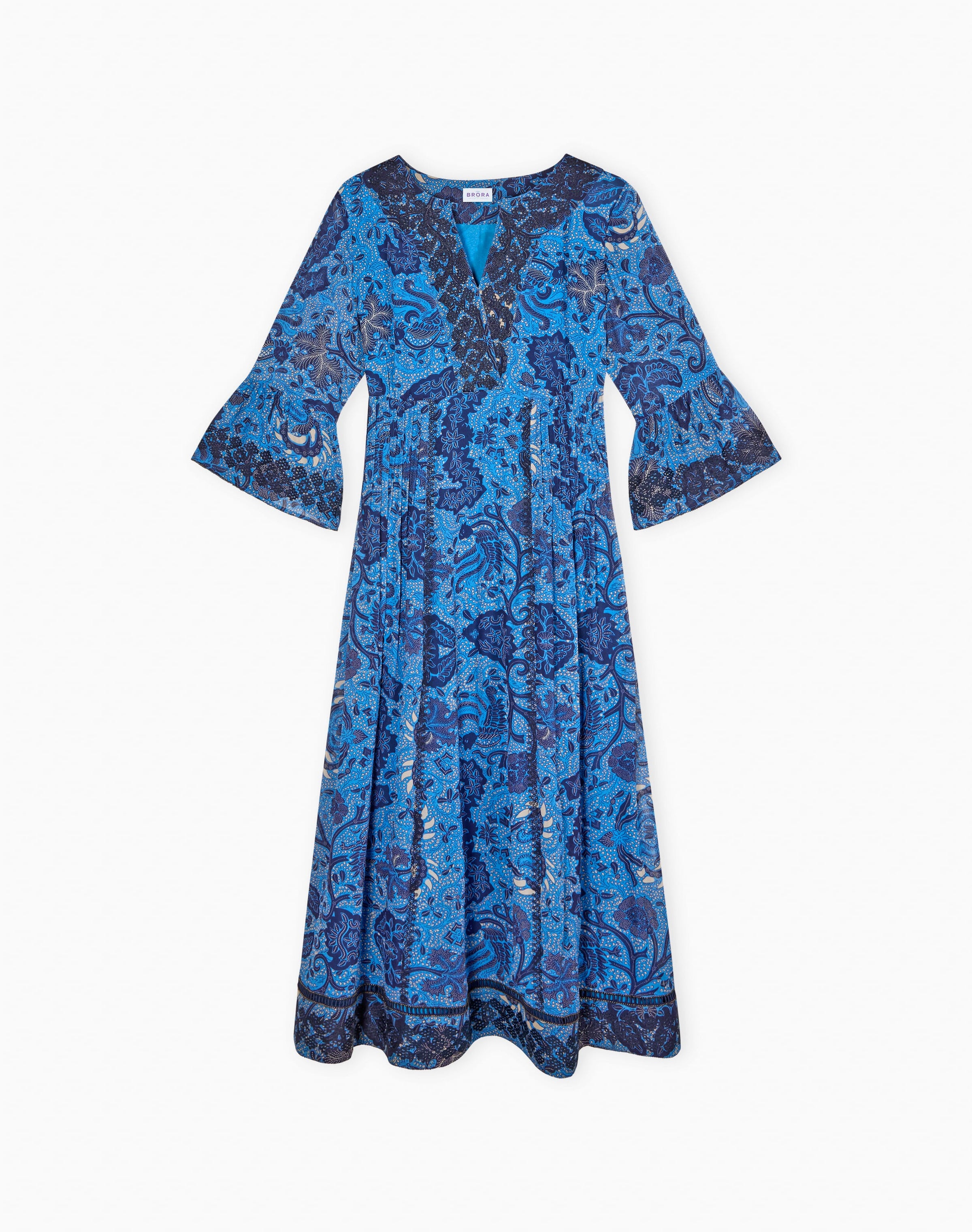 Silk Embroidered Pintuck Dress