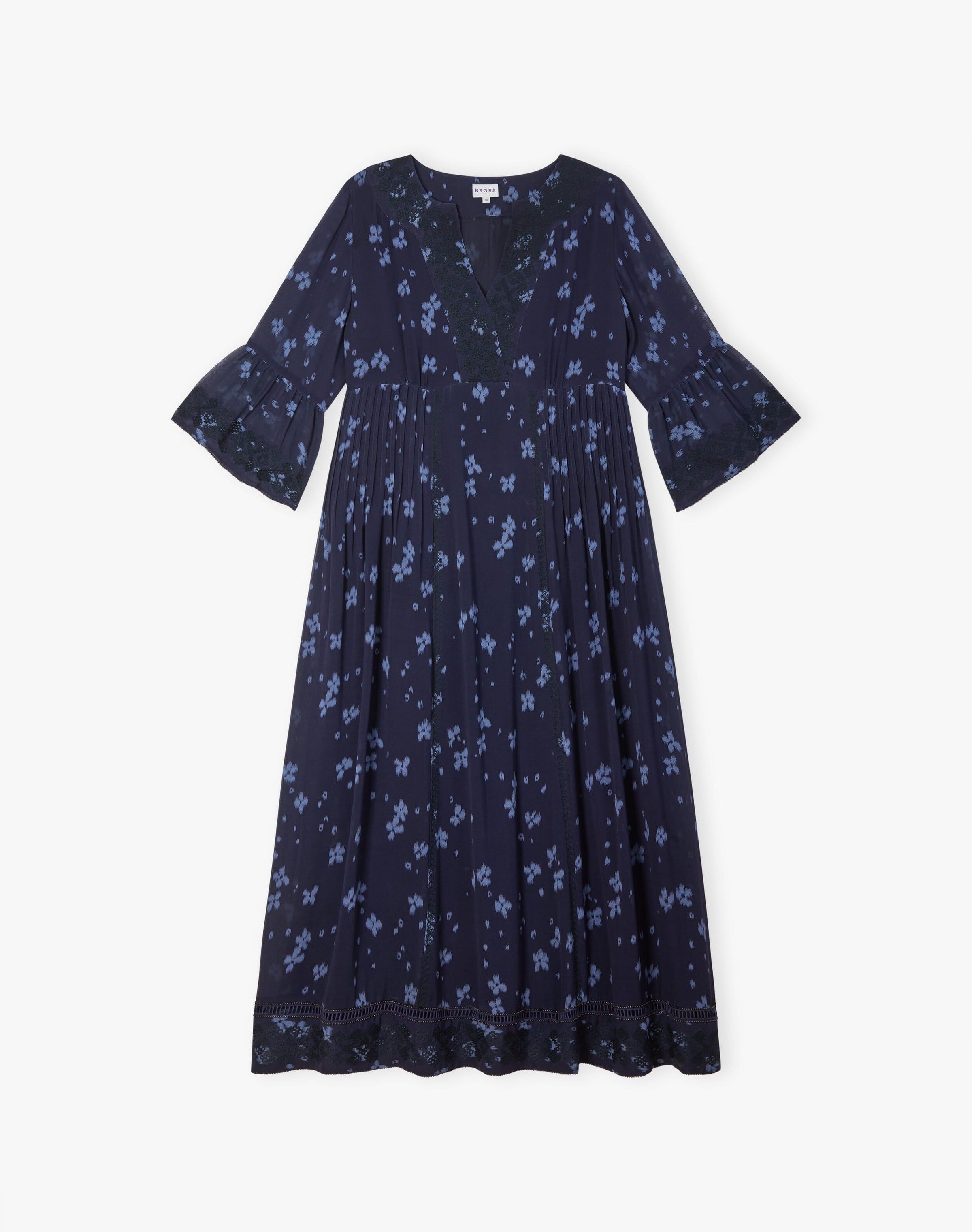 Silk Embroidered Pintuck Dress