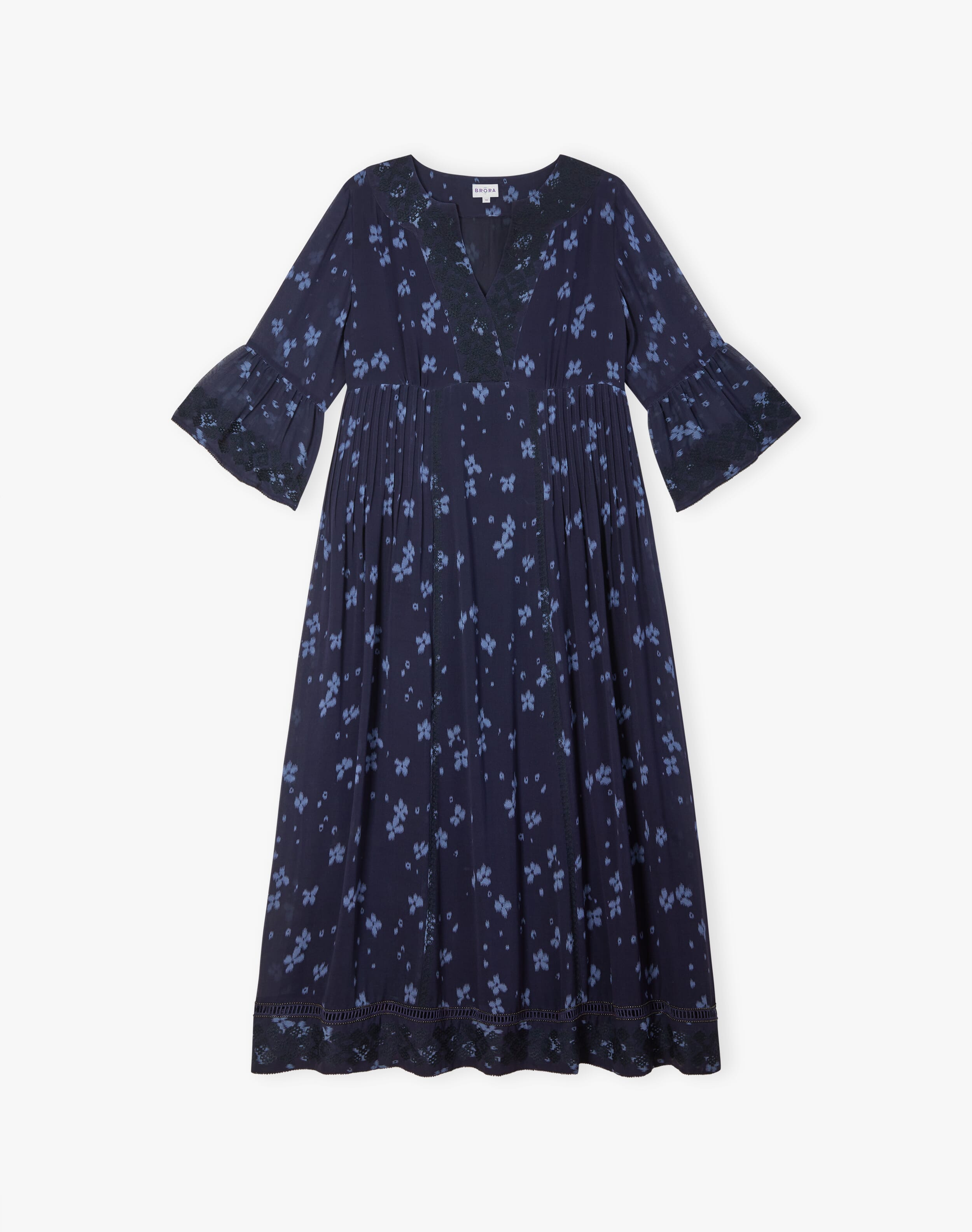 Silk Embroidered Pintuck Dress